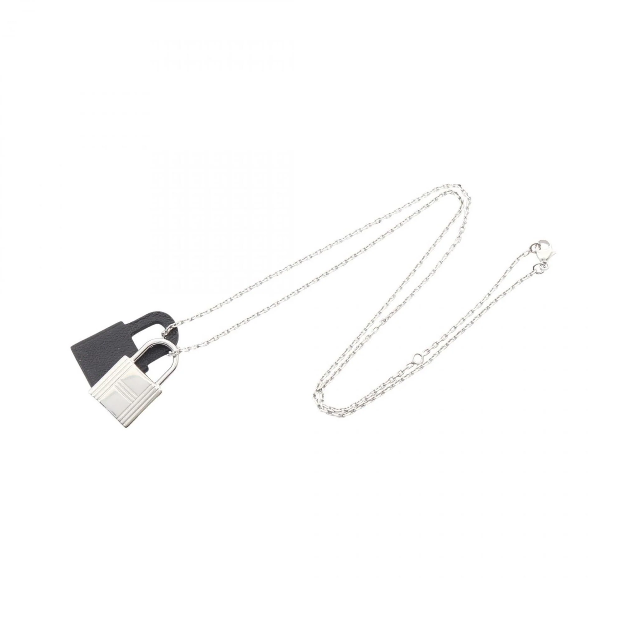 Pendant Necklace Stainless Steel and Swift Leather - Image 3