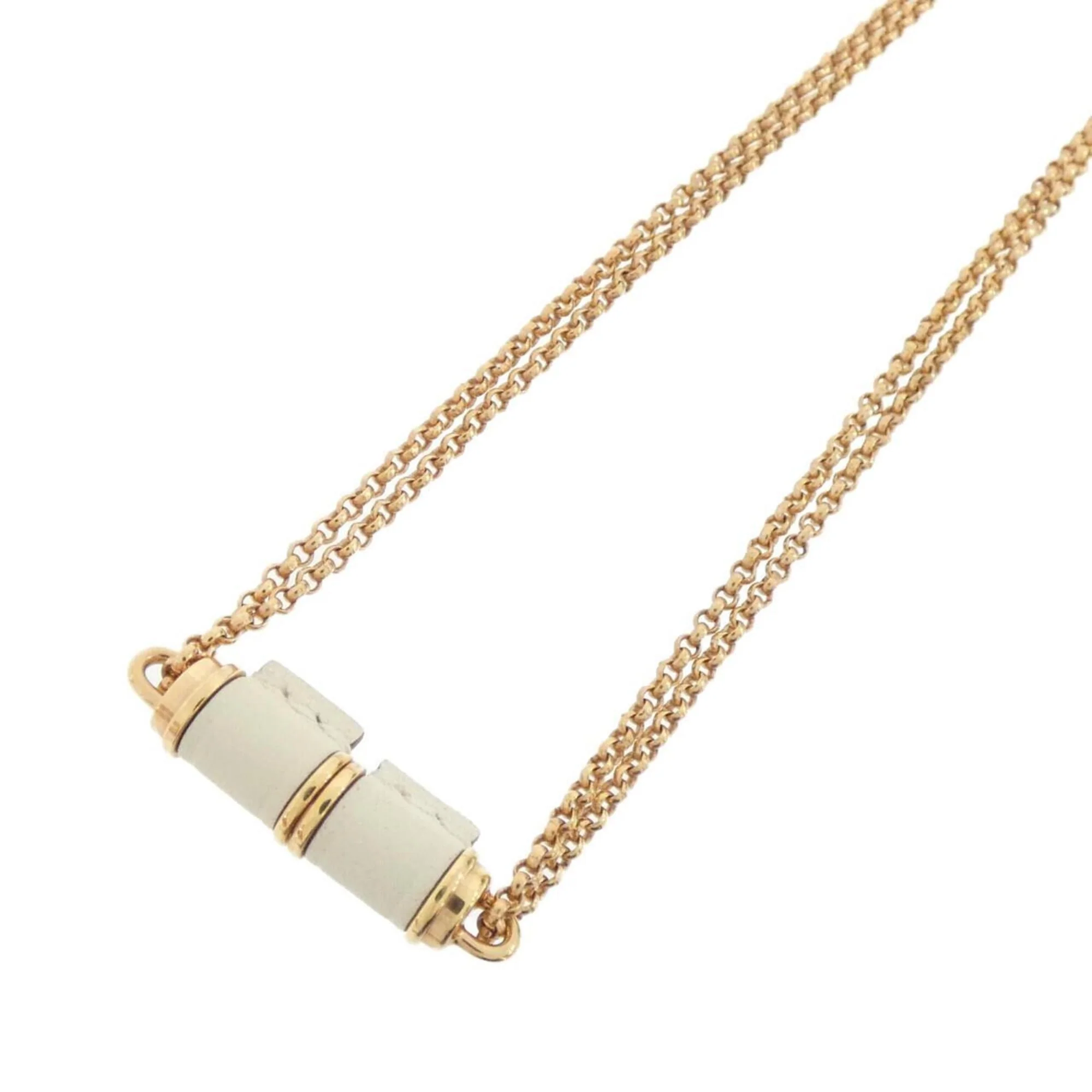 Pendant Necklace Swift Leather Rose Gold and White
