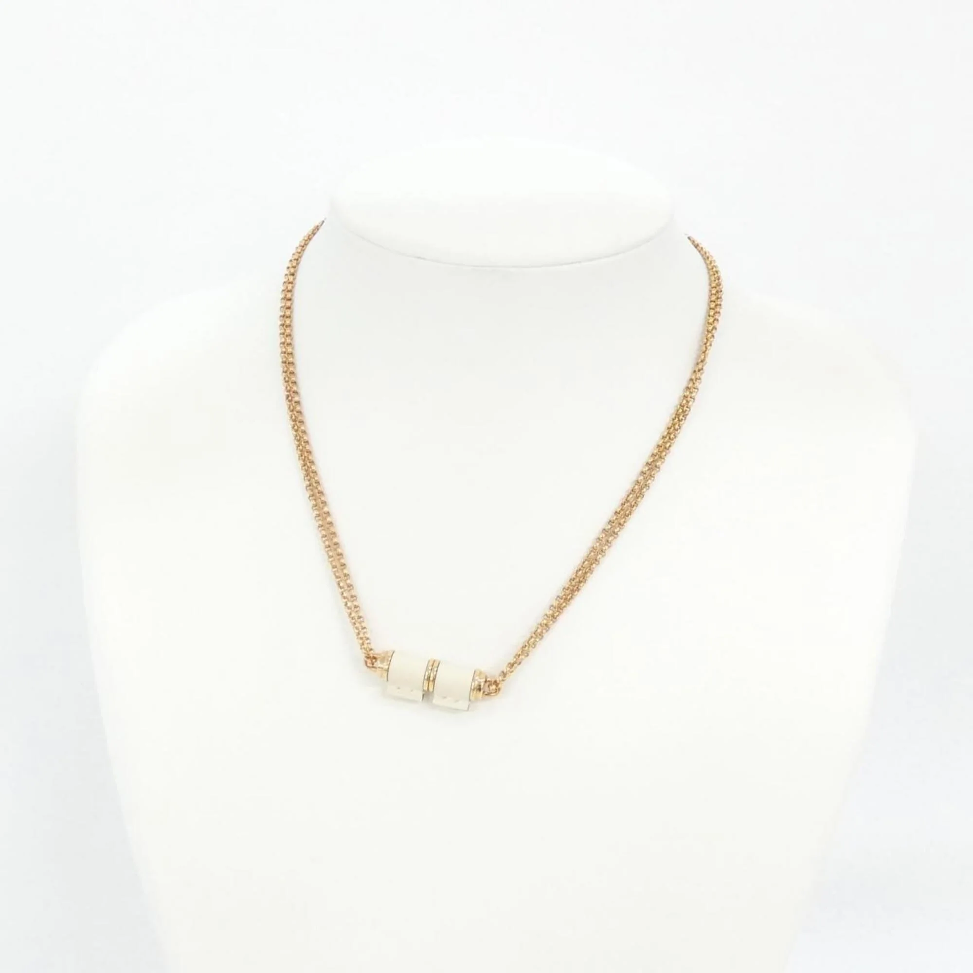 Pendant Necklace Swift Leather Rose Gold and White - Image 4