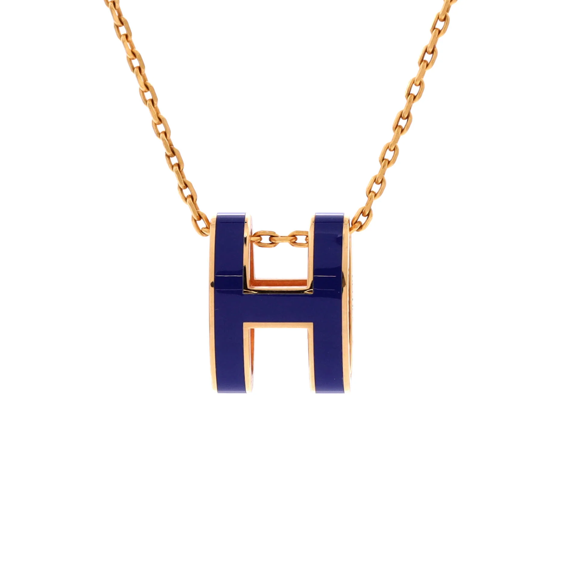 Pop H Pendant Chain Necklace Metal and Enamel