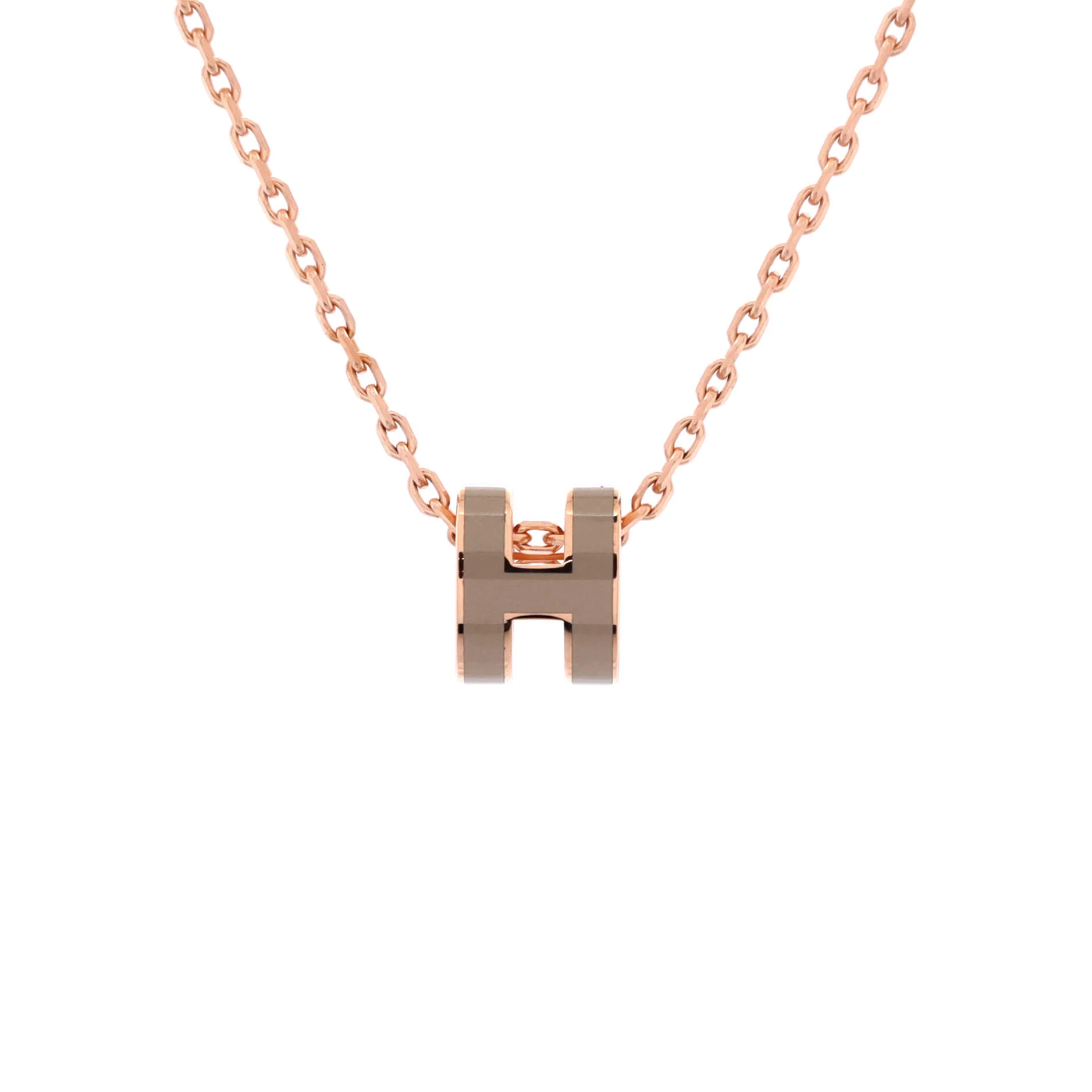 Pop H Pendant Chain Necklace Metal and Enamel Mini
