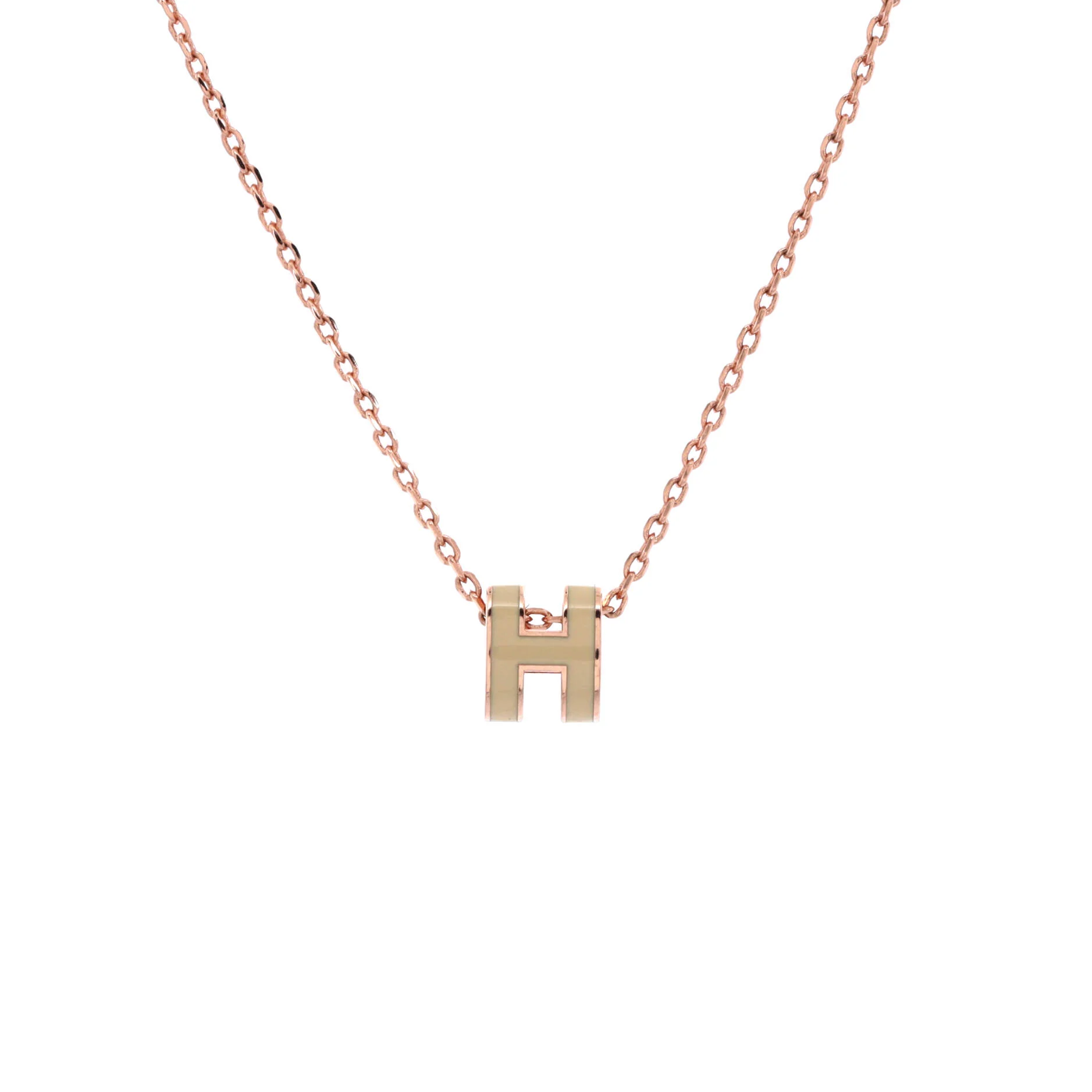 Pop H Pendant Chain Necklace Metal and Enamel Mini