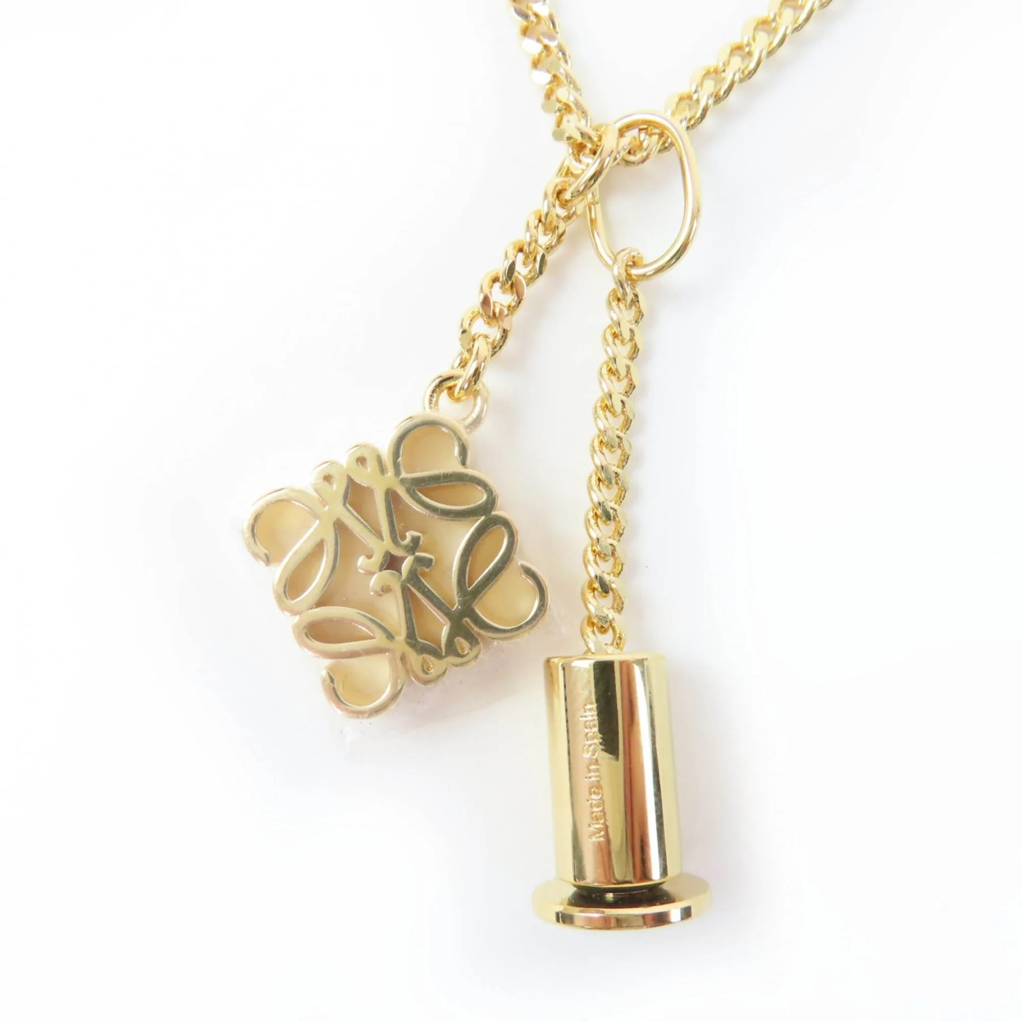 Anagram Cube Chain Pendant Necklace Gold