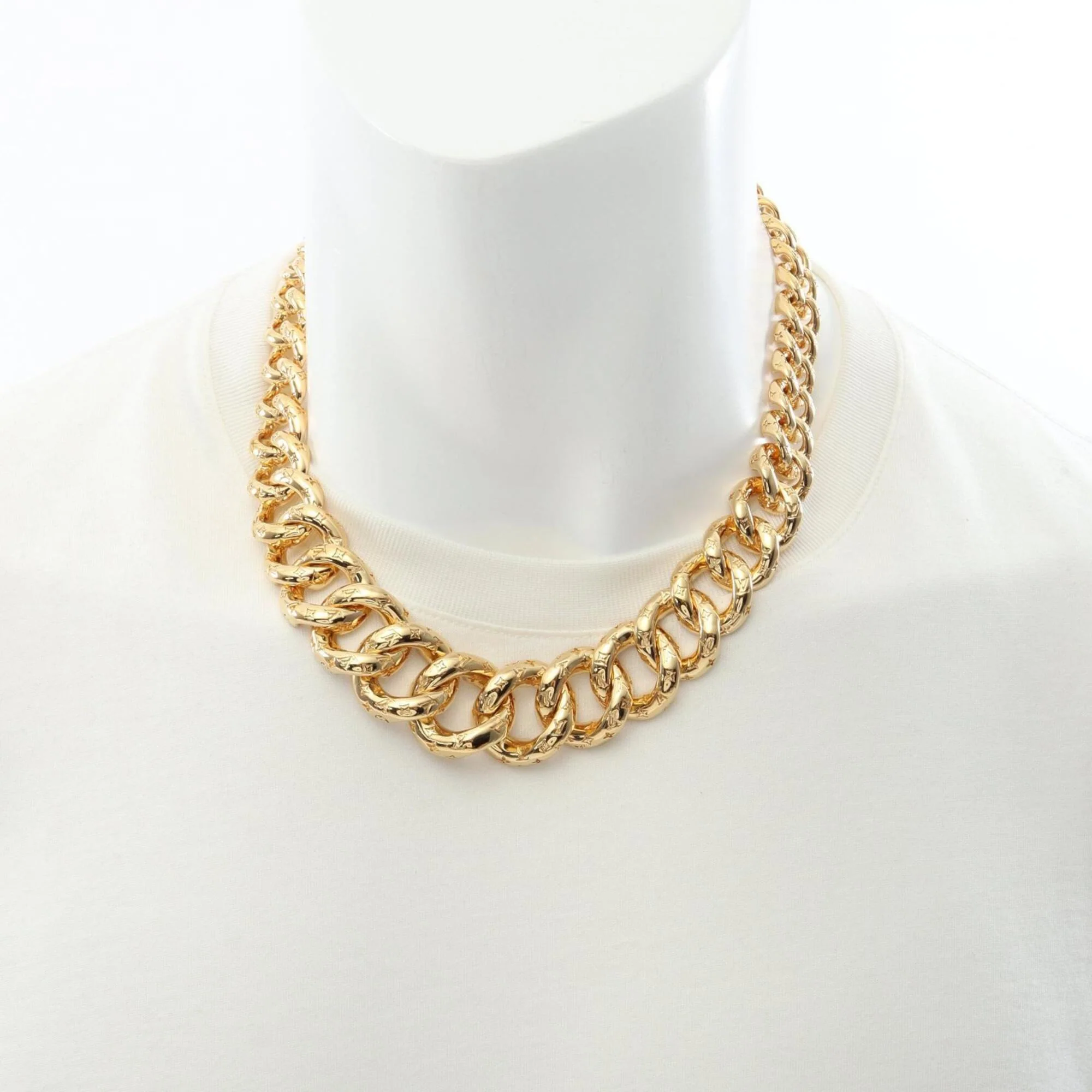 Collier 2D Circle Chain Monogram Pendant Necklace Gold Plated - Image 5