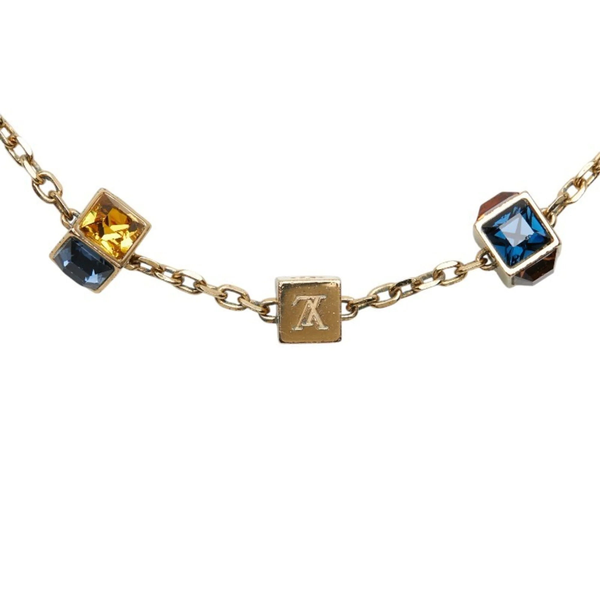 Collier Gamble Pendant Necklace Gold and Rhinestone - Image 2