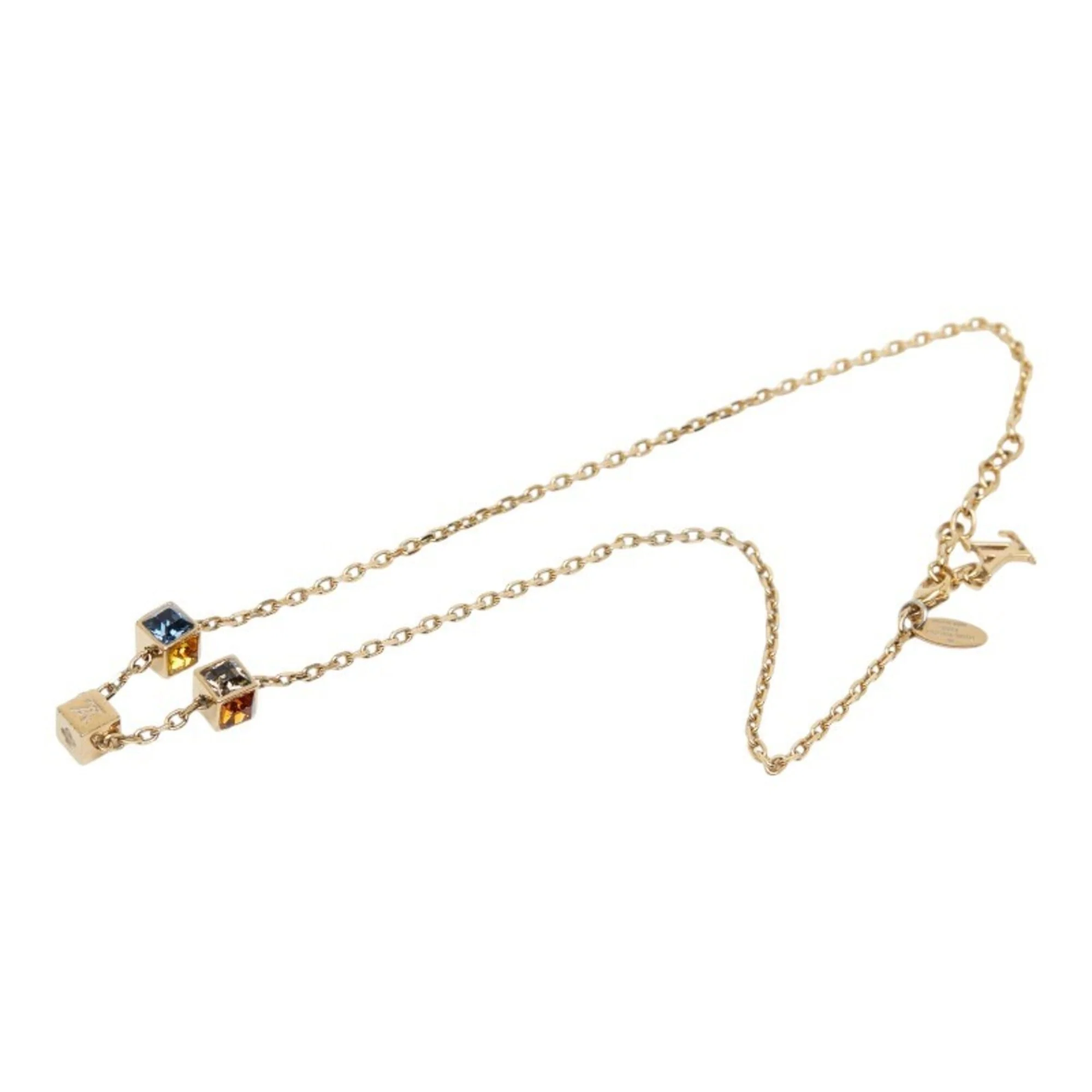 Collier Gamble Pendant Necklace Gold and Rhinestone - Image 3