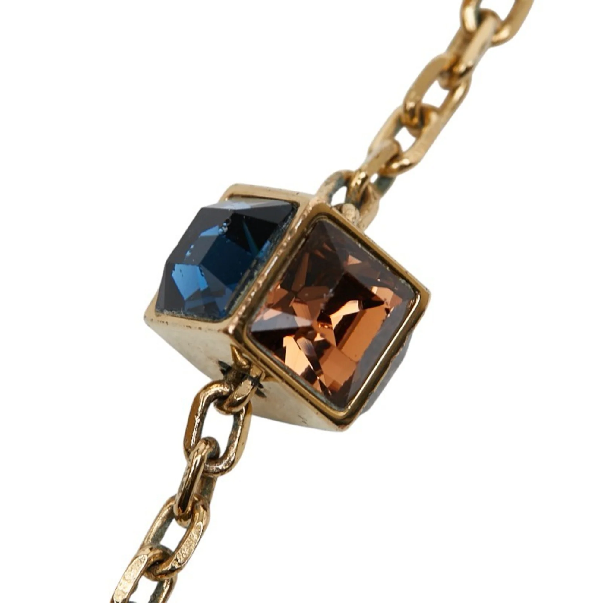Collier Gamble Pendant Necklace Gold and Rhinestone - Image 6