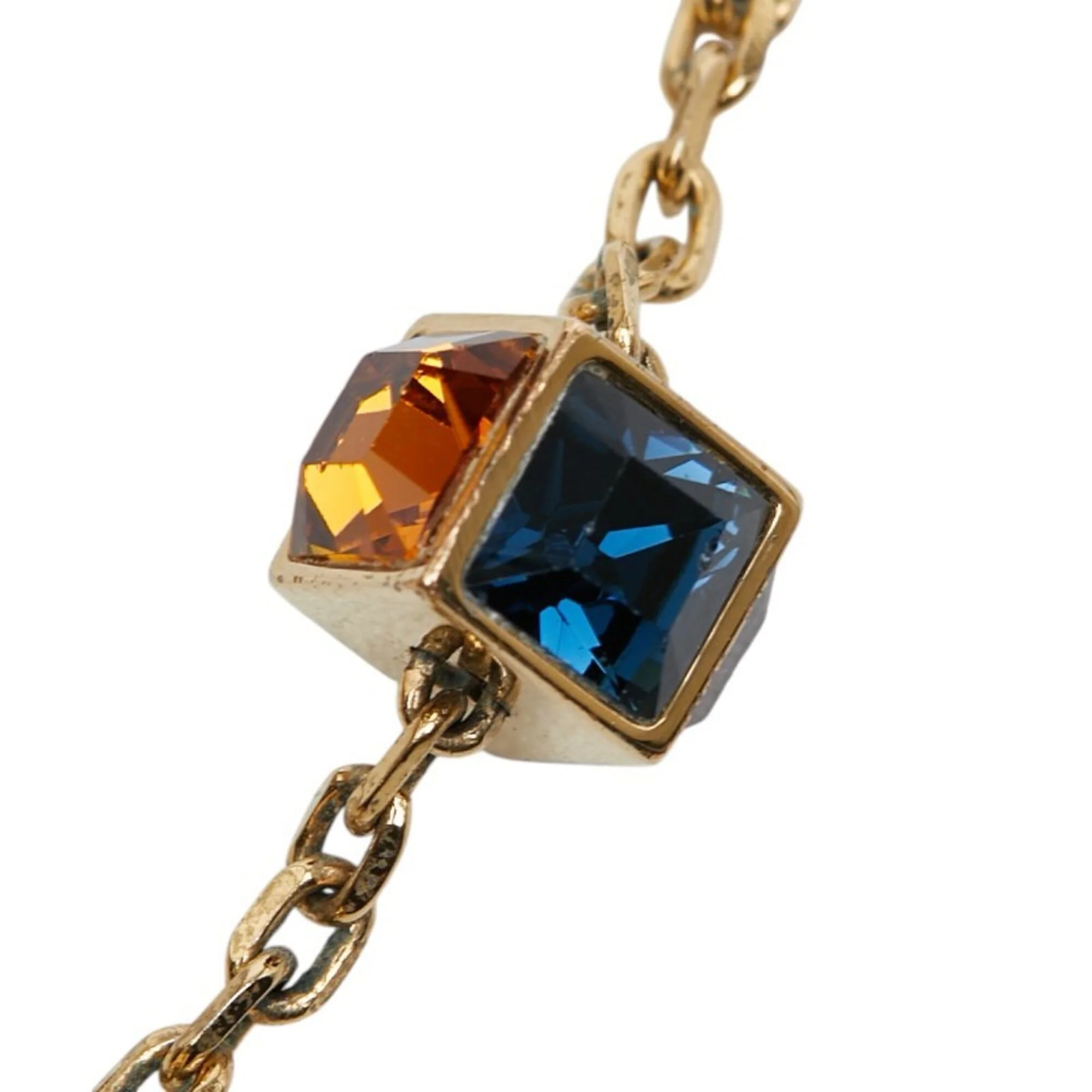 Collier Gamble Pendant Necklace Gold and Rhinestone - Image 7