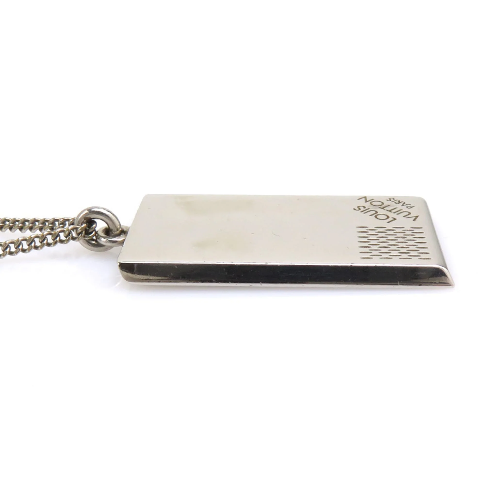 Collier Plaque Damier Pendant Necklace Metal Silver - Image 2