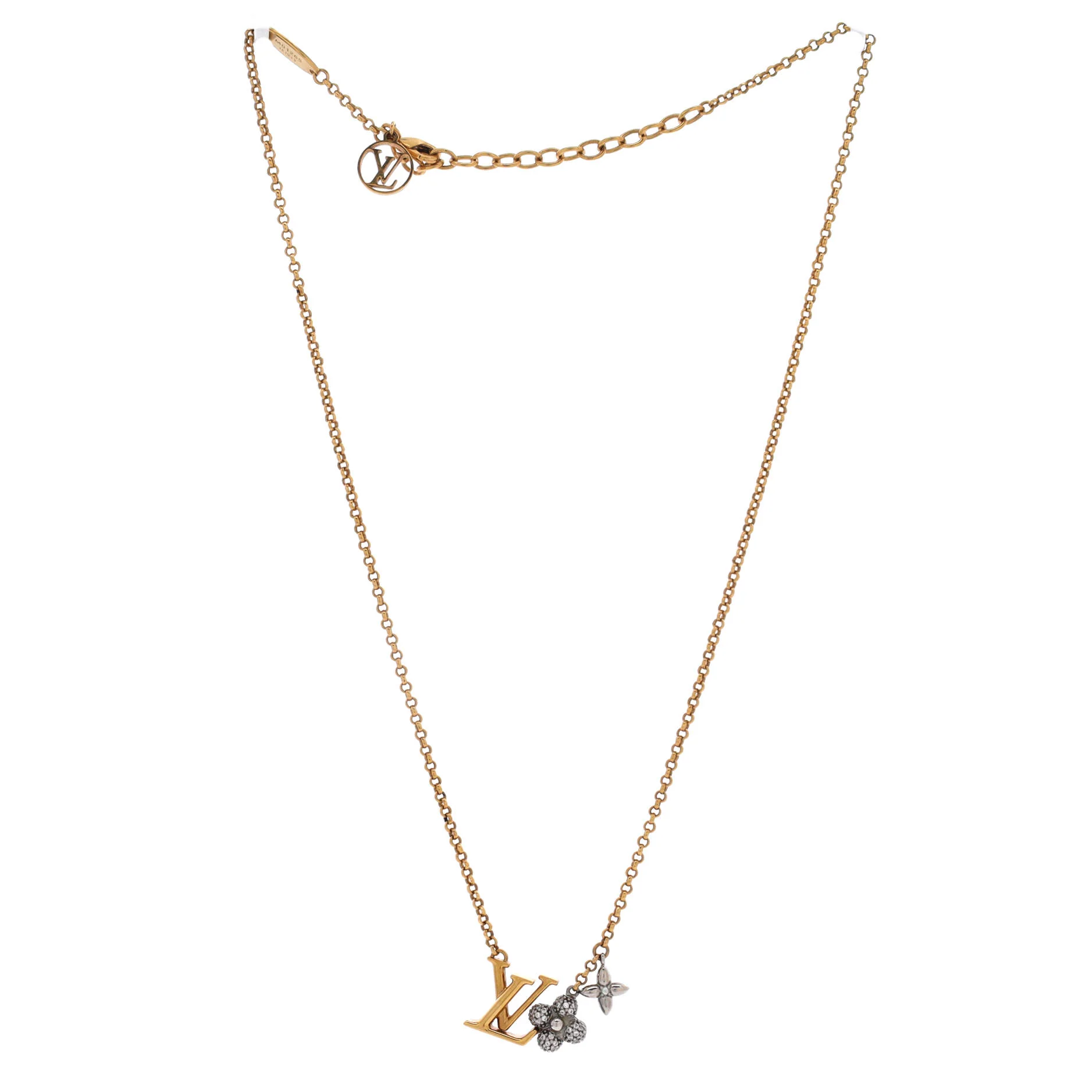 LV Gram Pendant Necklace Metal with Crystals - Image 2
