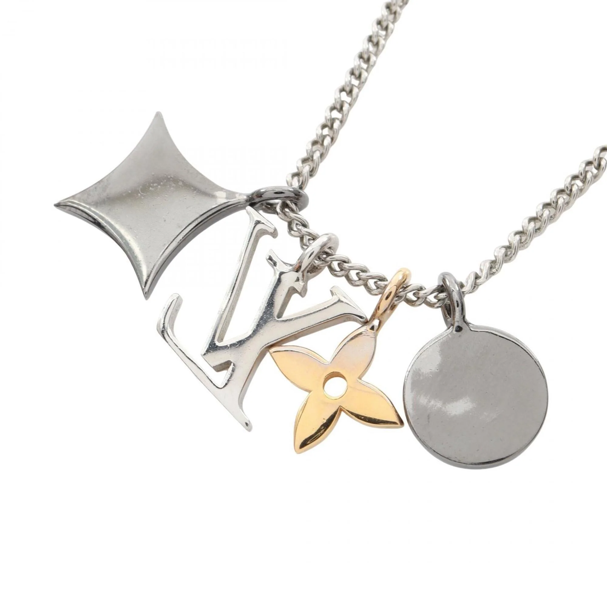 LV Instinct Pendant Necklace Gold and Stainless Steel - Image 2