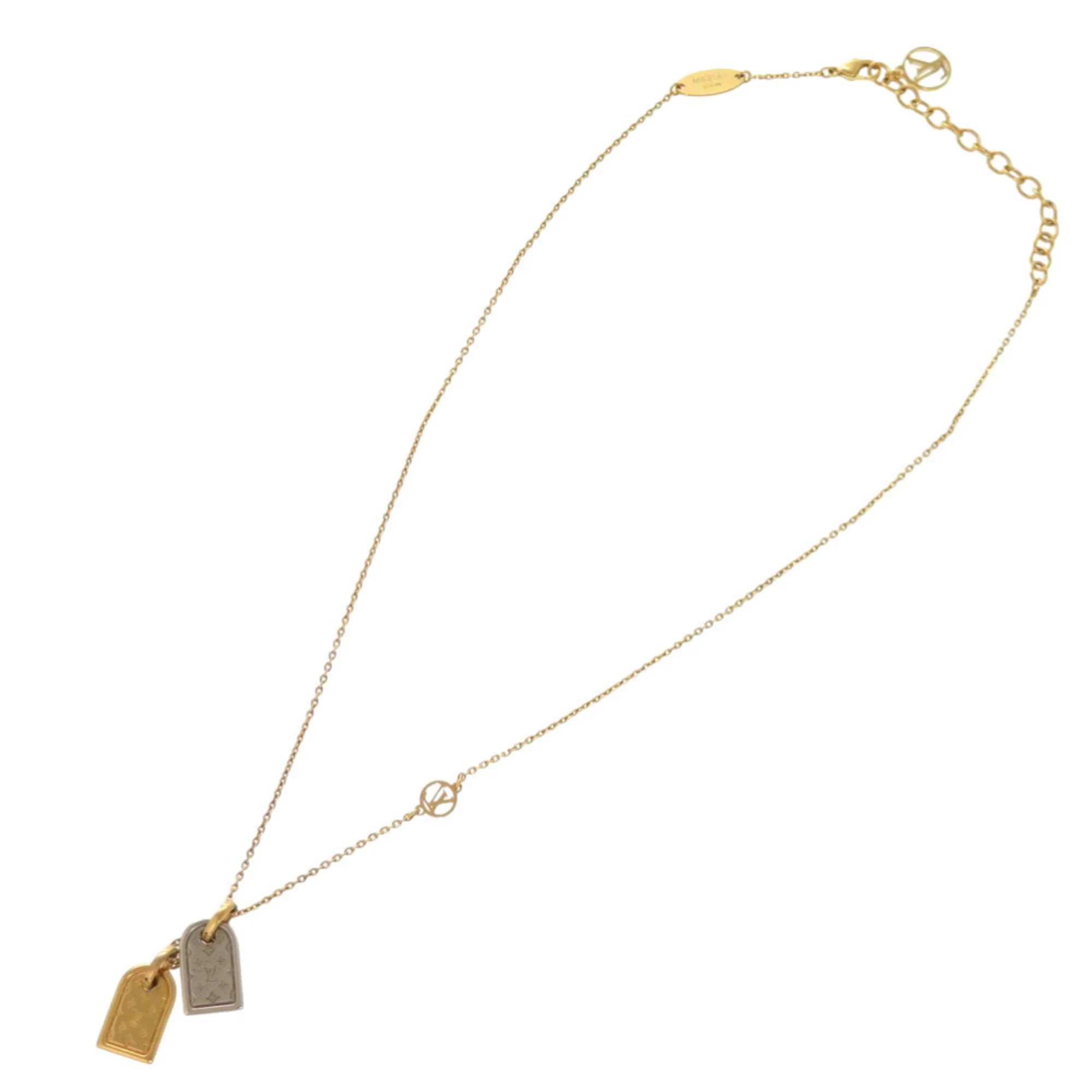 Monogram Pendant Necklace Gold and Silver Metal - Image 2