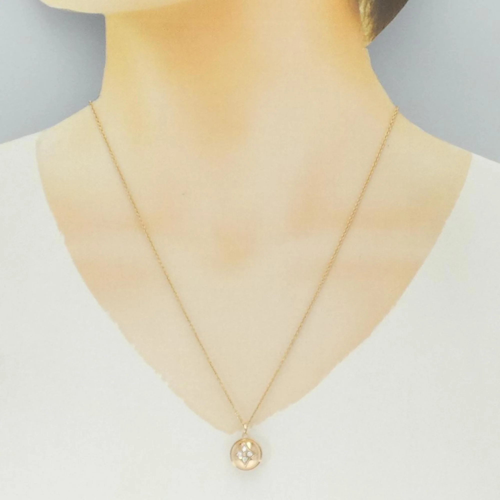 Pendant Necklace 18K Rose Gold and 18K White Gold with Diamond Mini - Image 6