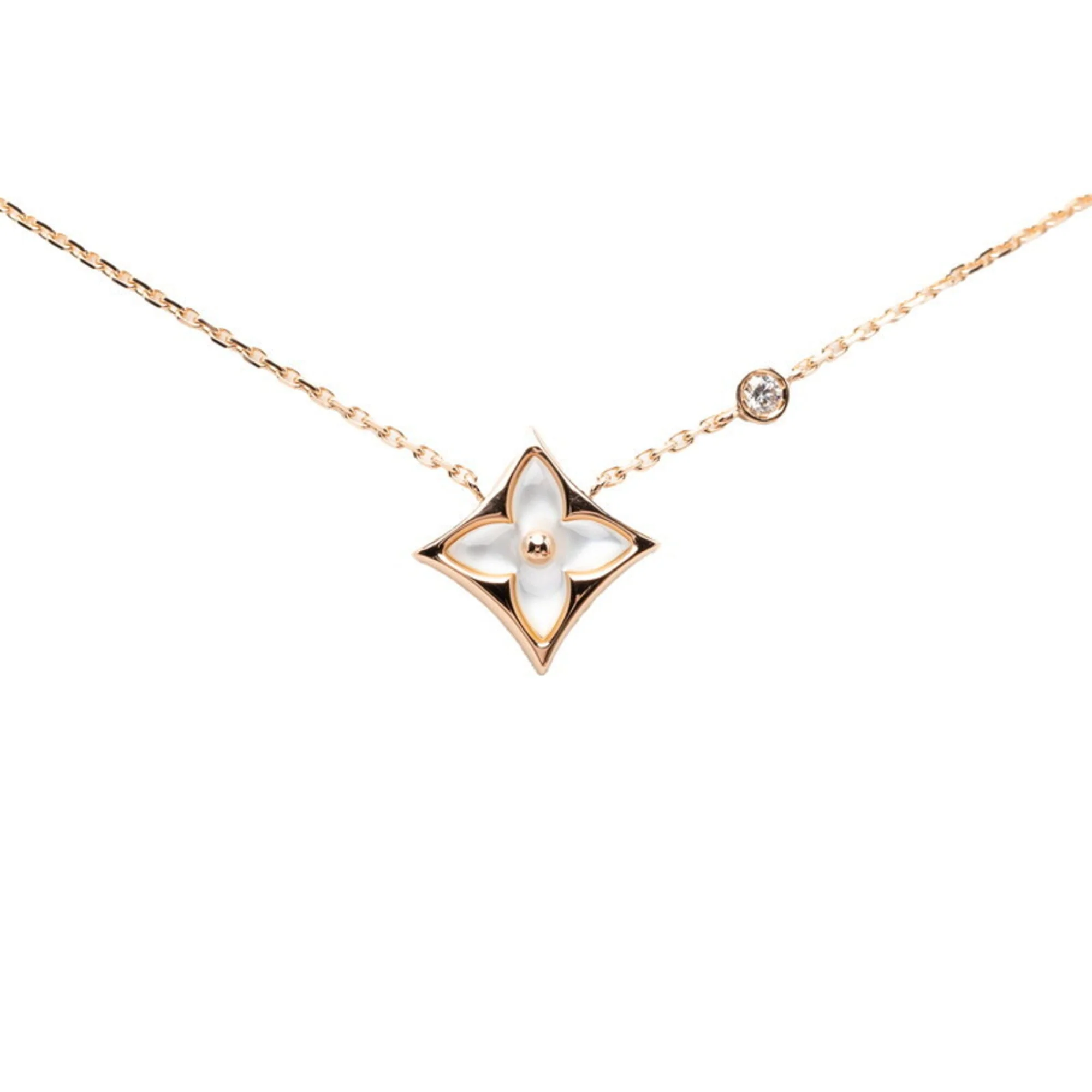 Pendant Necklace 18K Rose Gold with Diamond and Mother of Pearl