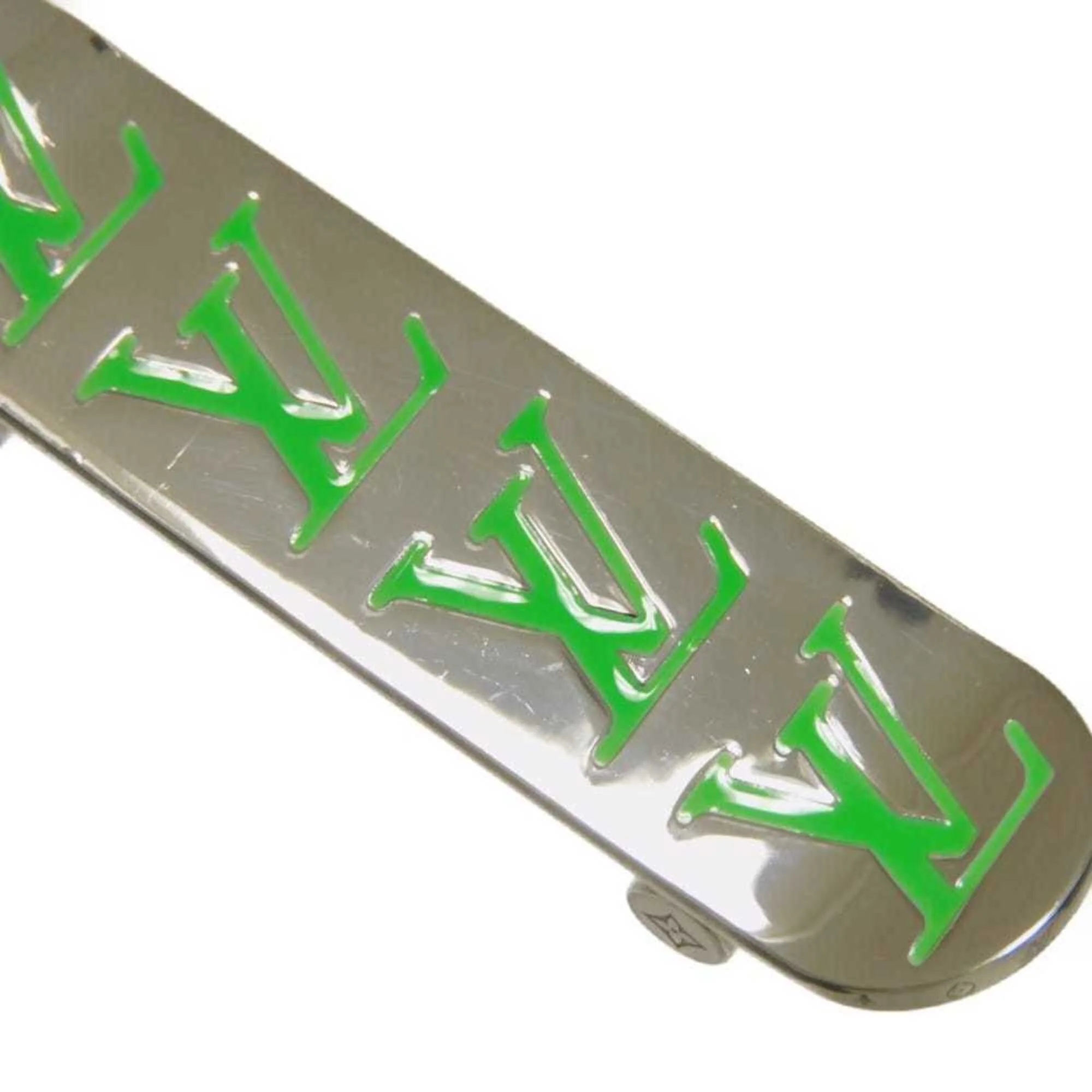 Pendant Necklace Enamel and Metal Green and Silver - Image 7