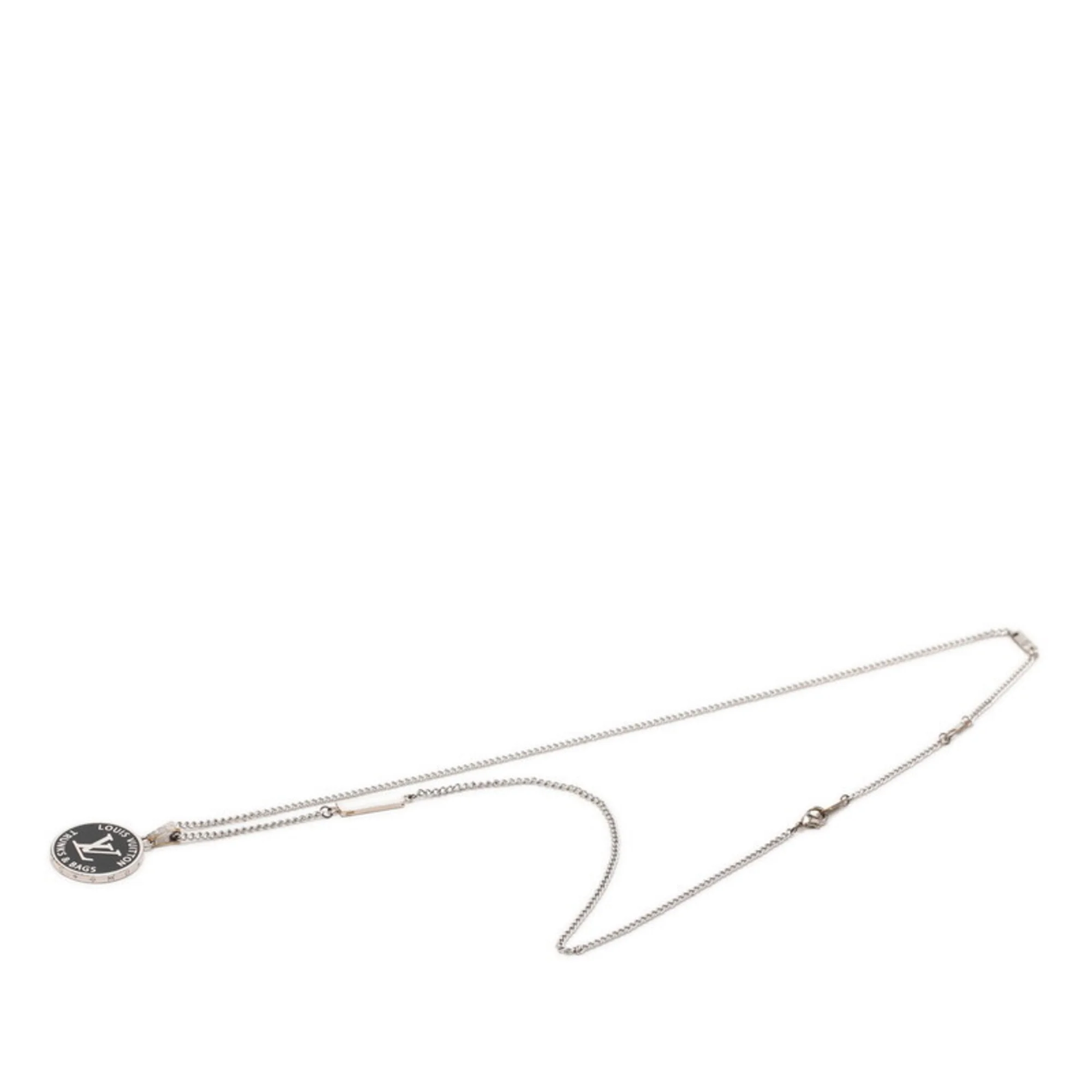 Pendant Necklace Metal Black and Silver - Image 3