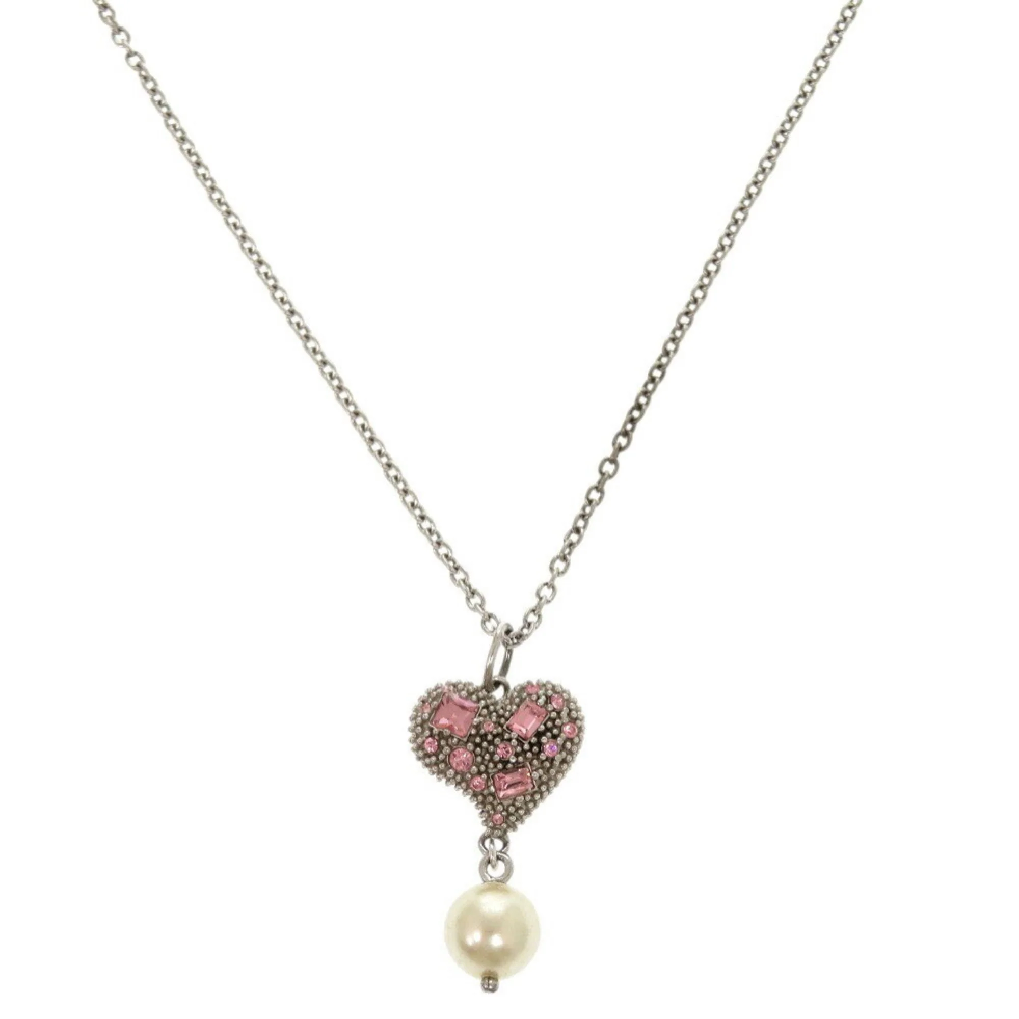 Pendant Necklace Sterling Silver and Rhinestone