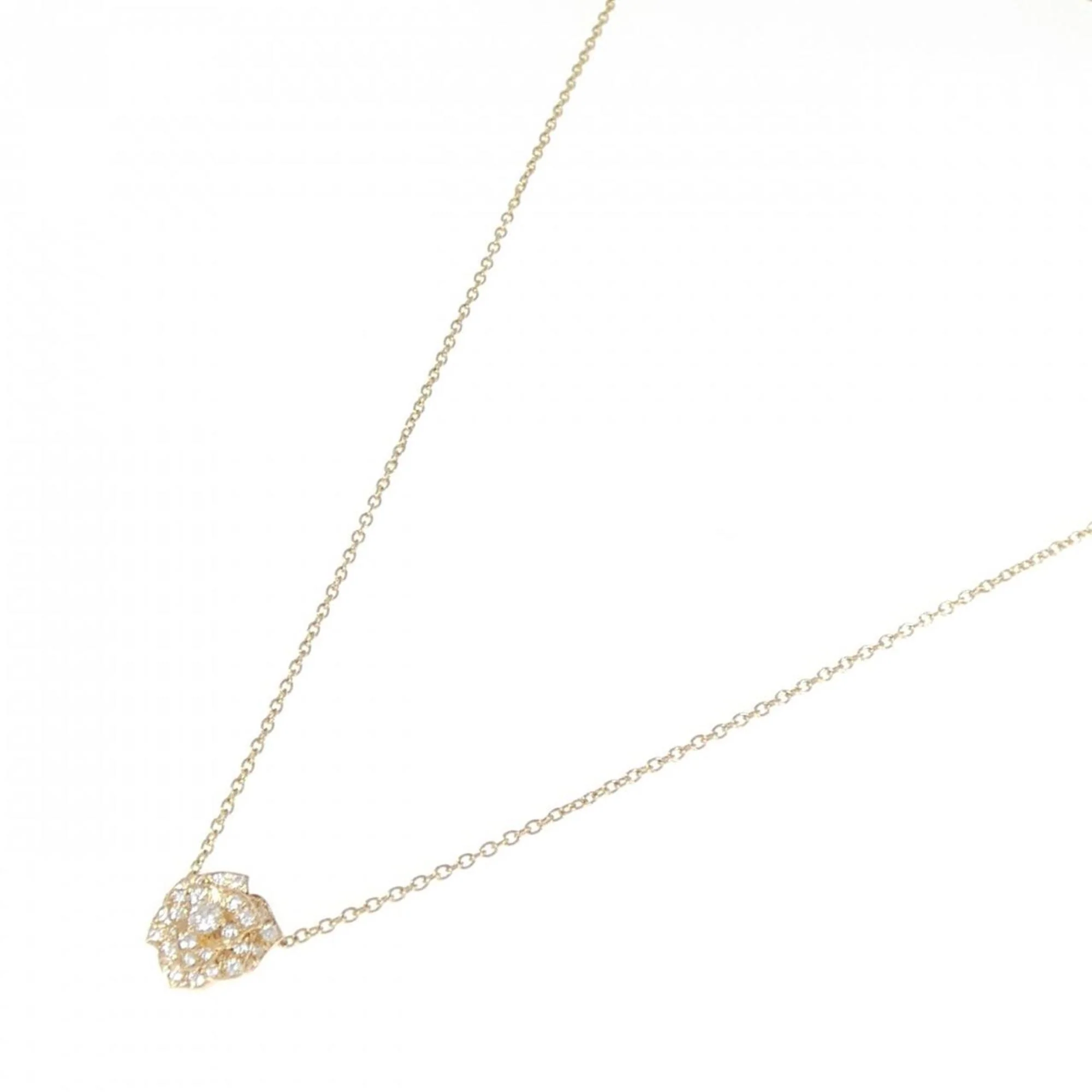 Rose Pendant Necklace 18K Yellow Gold with Diamond - Image 2