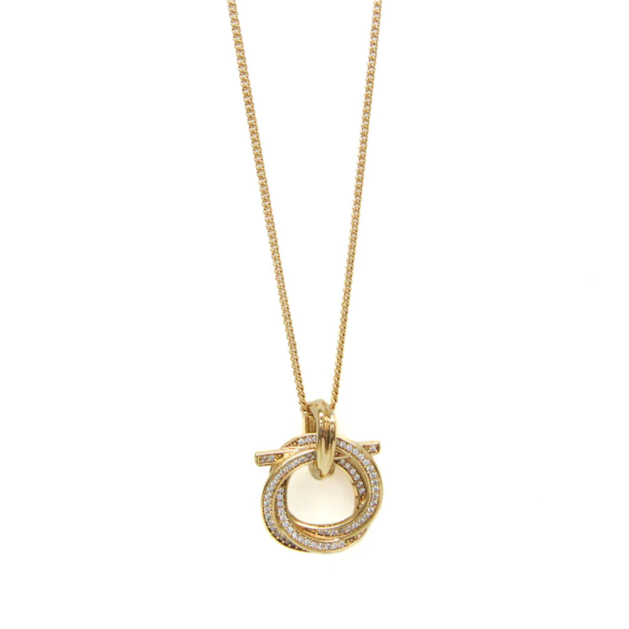 Gancini Pendant Necklace Gold and Rhinestone