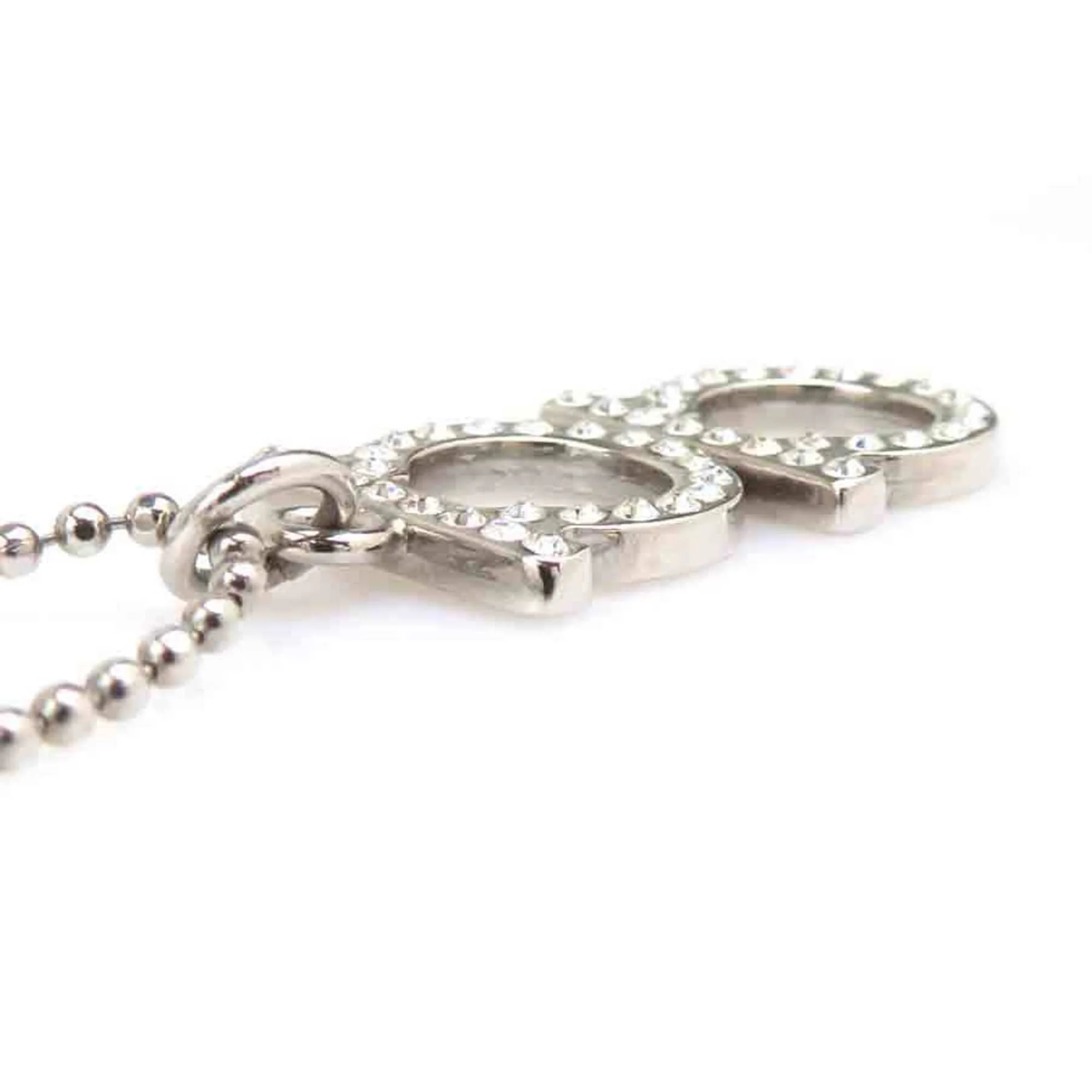 Pendant Necklace Metal and Rhinestone Silver - Image 3