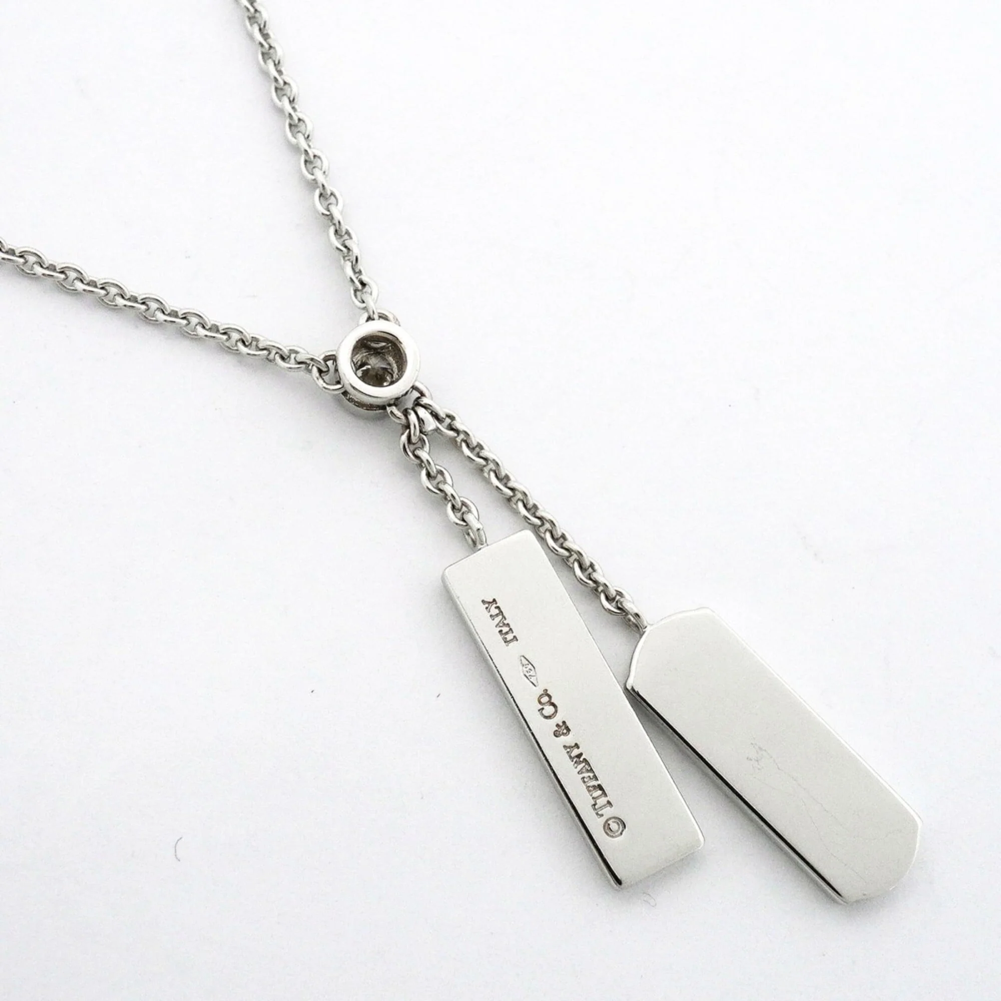 1837 Double Bar Pendant Necklace 18K White Gold with Diamond - Image 2