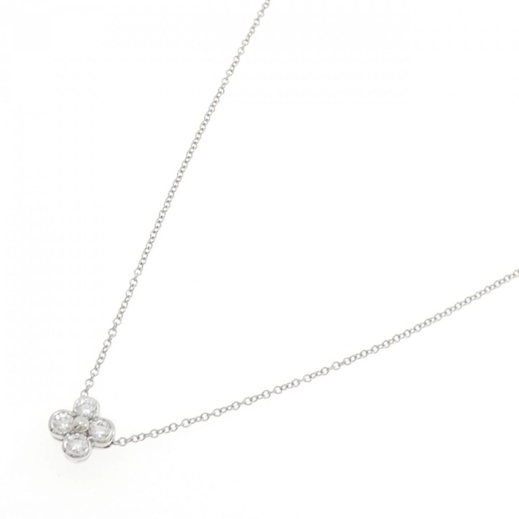 4 Bezel Pendant Necklace Platinum with Diamond - Image 2