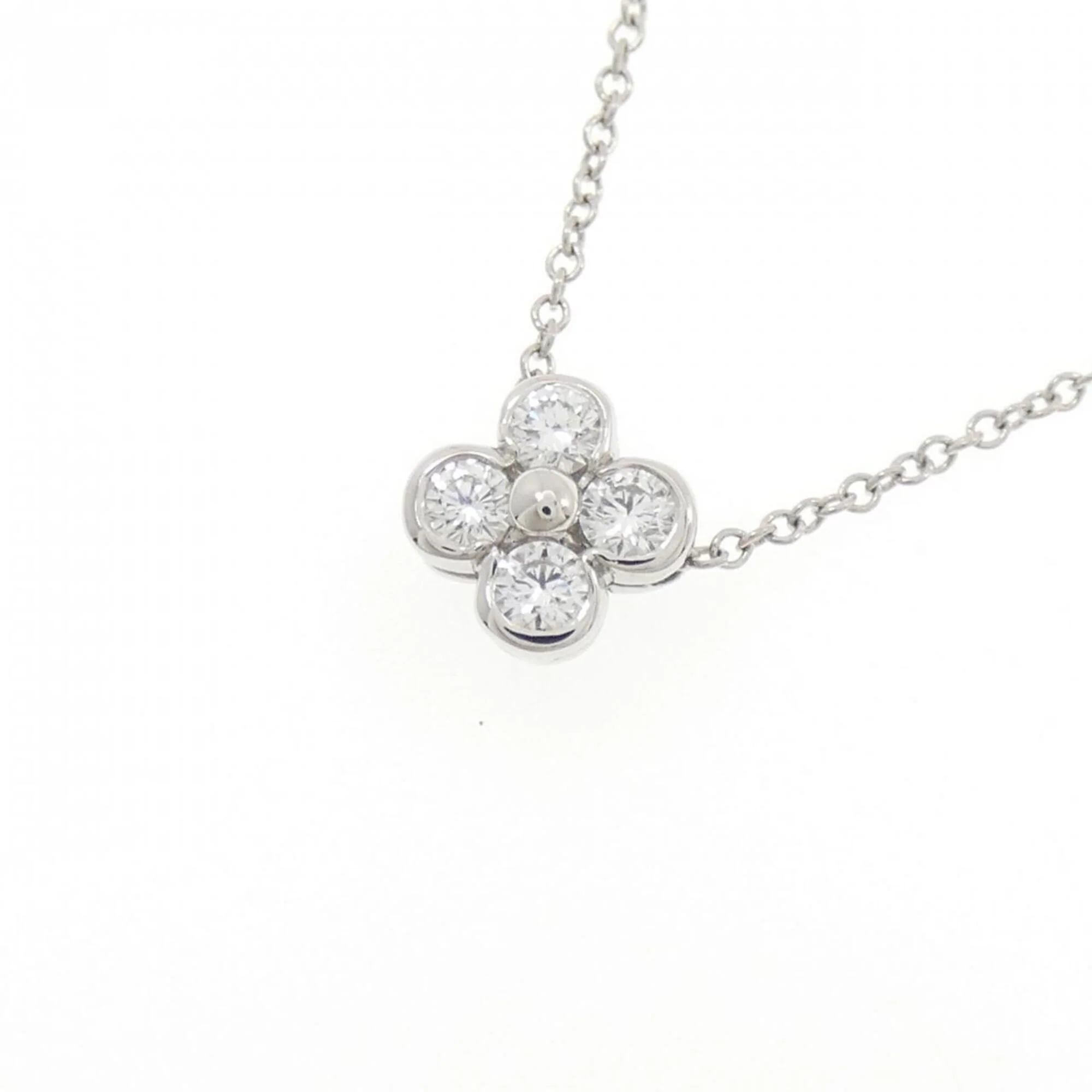 4 Bezel Pendant Necklace Platinum with Diamond - Image 3