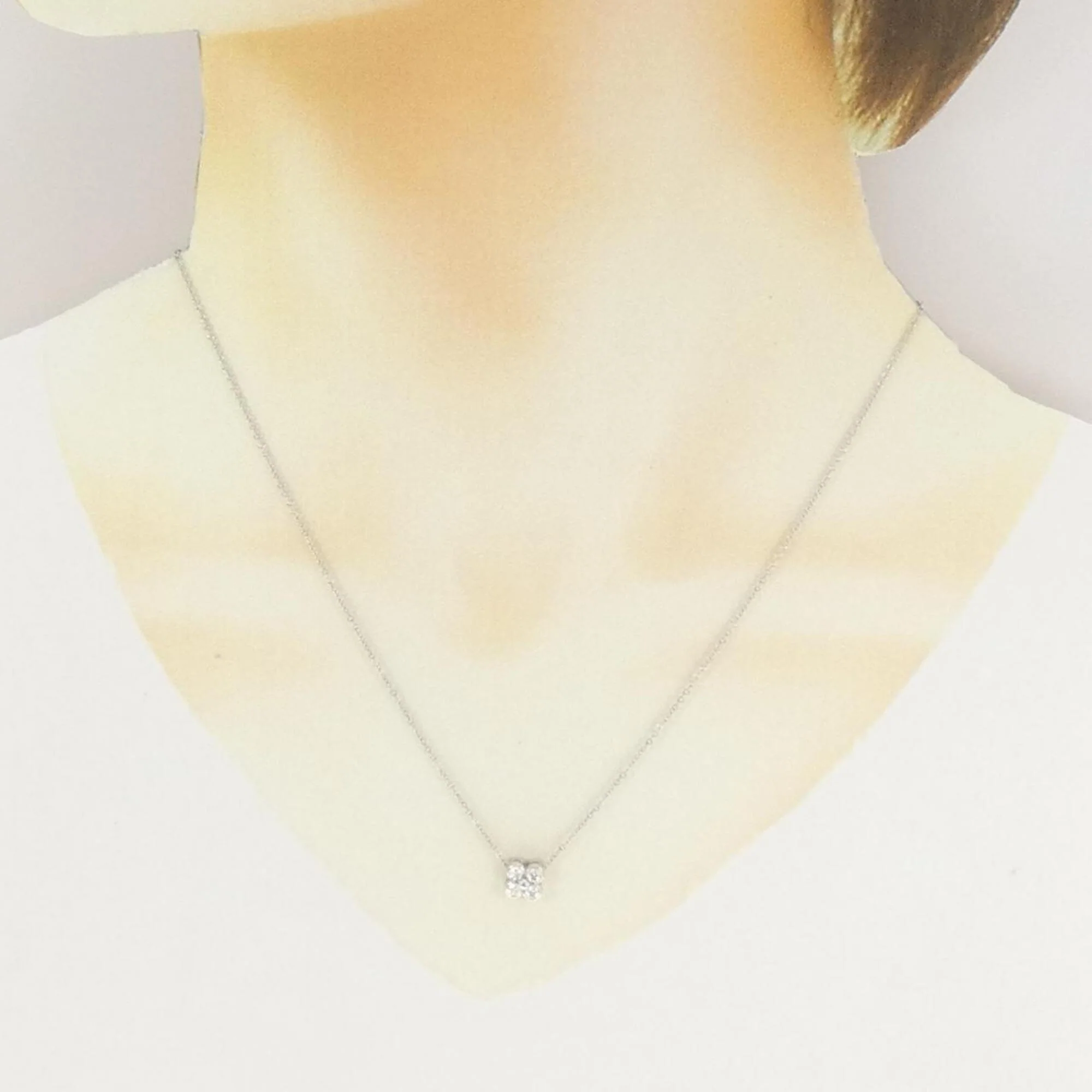 4 Bezel Pendant Necklace Platinum with Diamond - Image 6