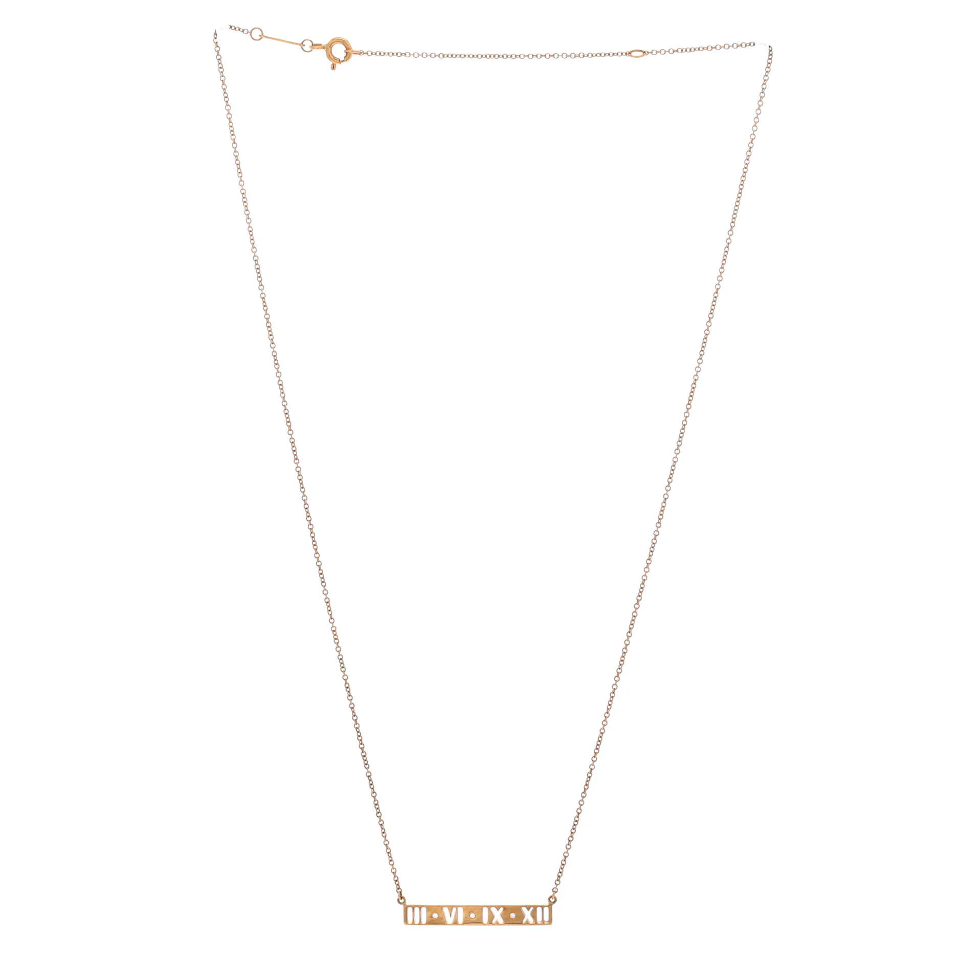 Atlas Pierced Bar Pendant Necklace 18K Rose Gold with Diamonds - Image 2