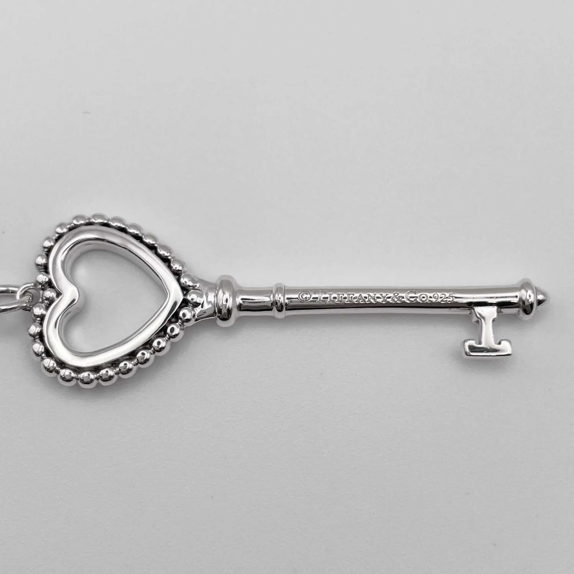 Beaded Heart Key Pendant Necklace Enamel and Sterling Silver - Image 4