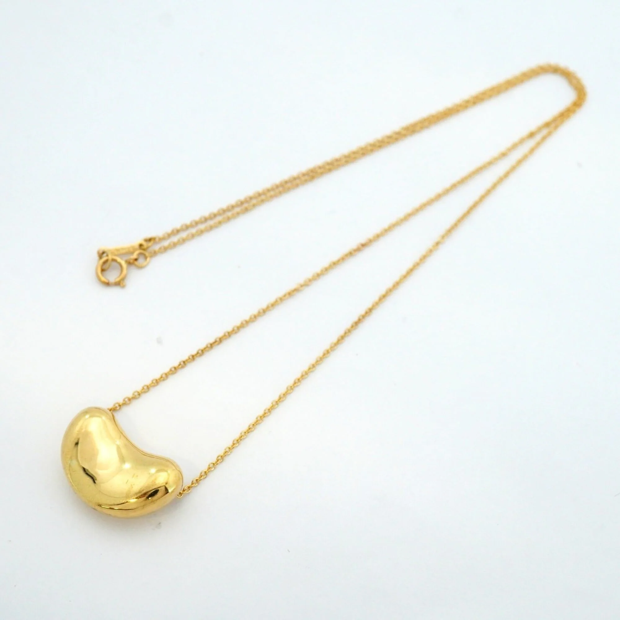 Bean Pendant Necklace 18K Yellow Gold 12mm - Image 3