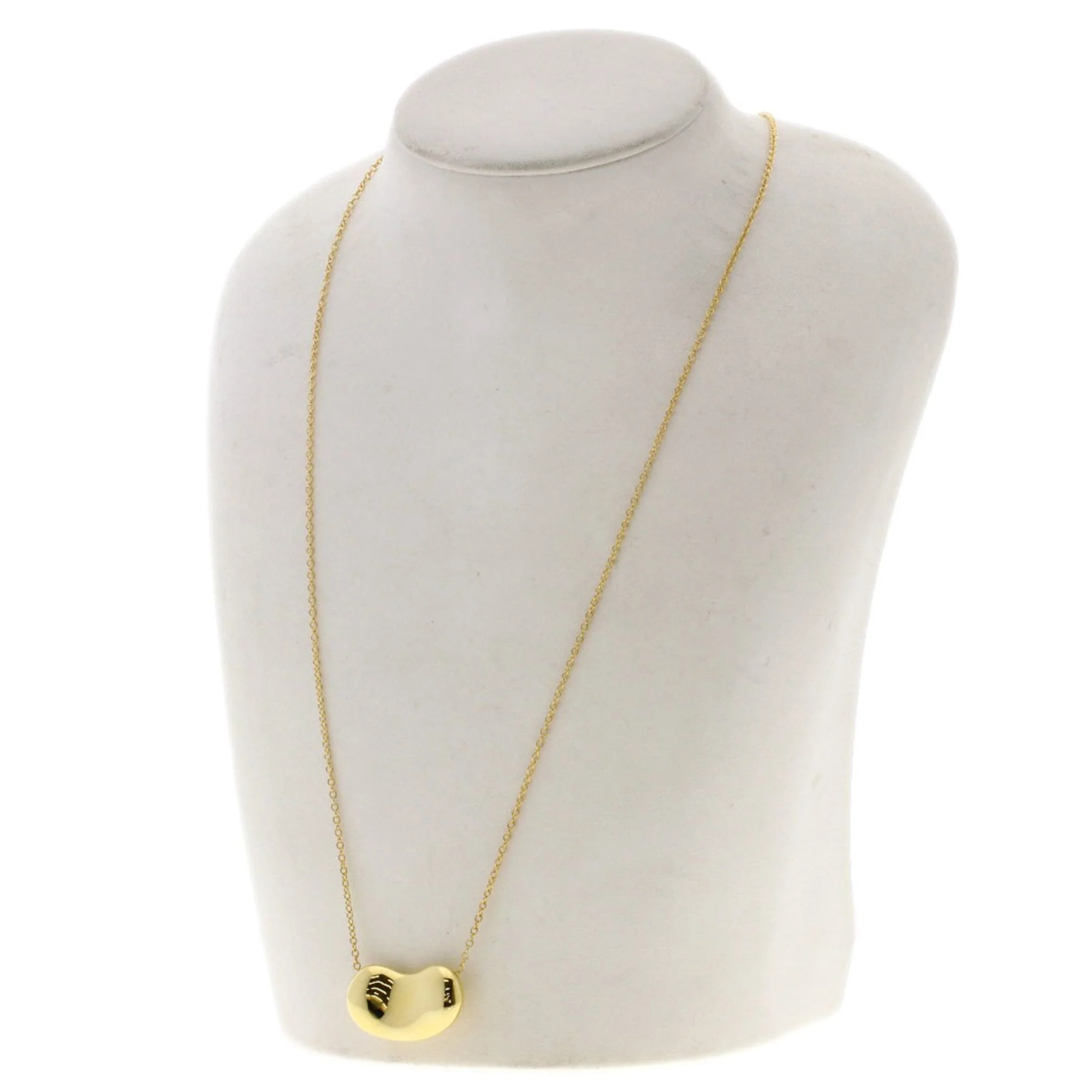 Bean Pendant Necklace 18K Yellow Gold 16mm - Image 4