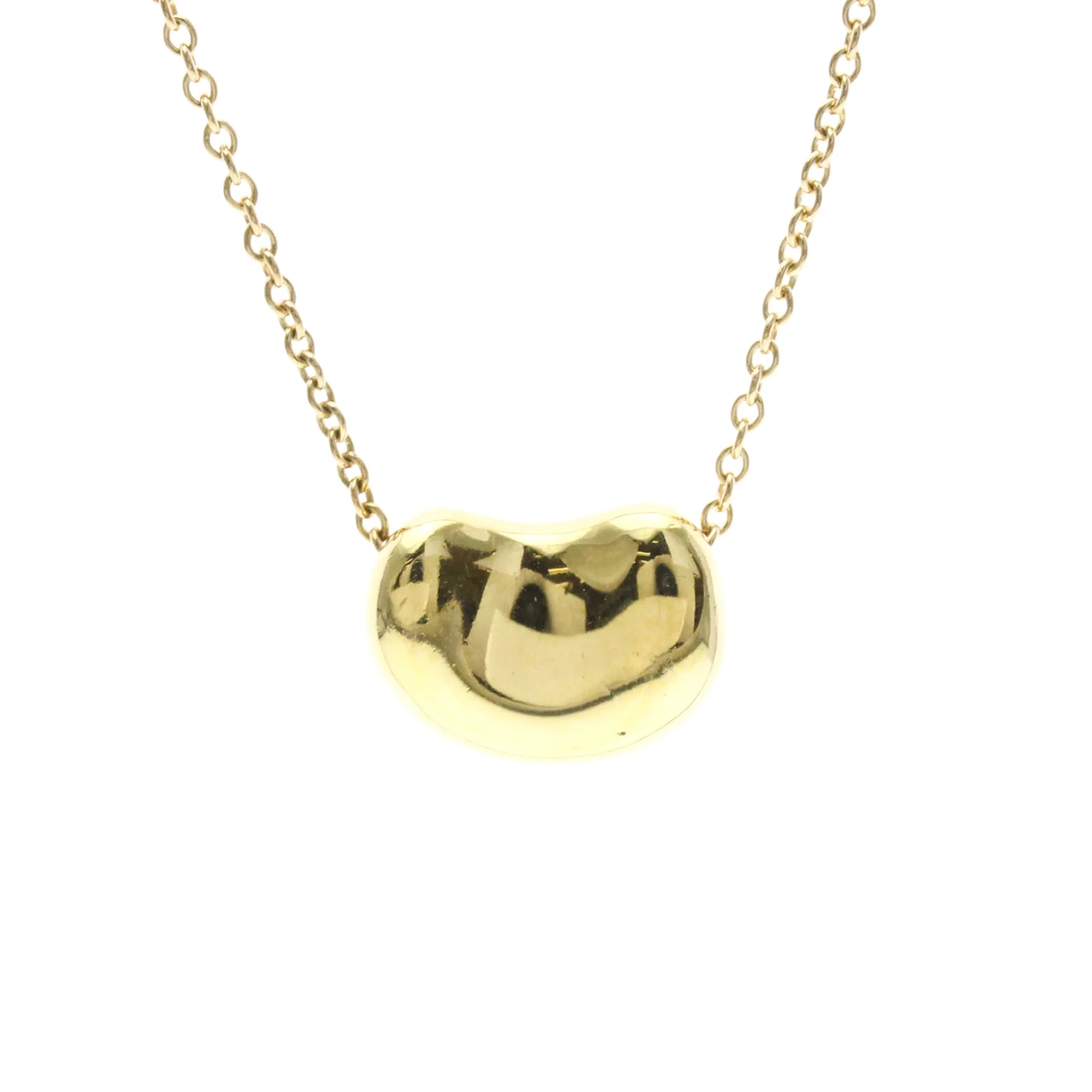 Bean Pendant Necklace 18K Yellow Gold 7.3mm