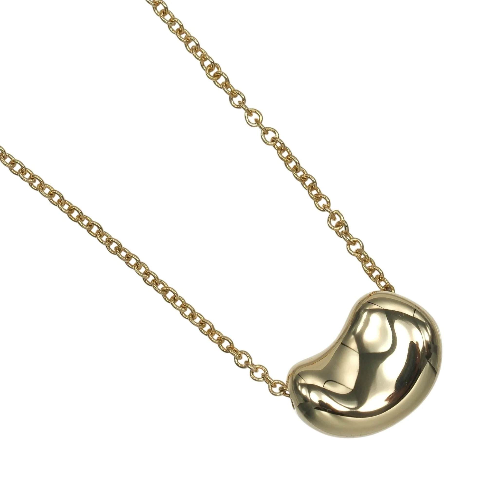 Bean Pendant Necklace 18K Yellow Gold 7.5mm