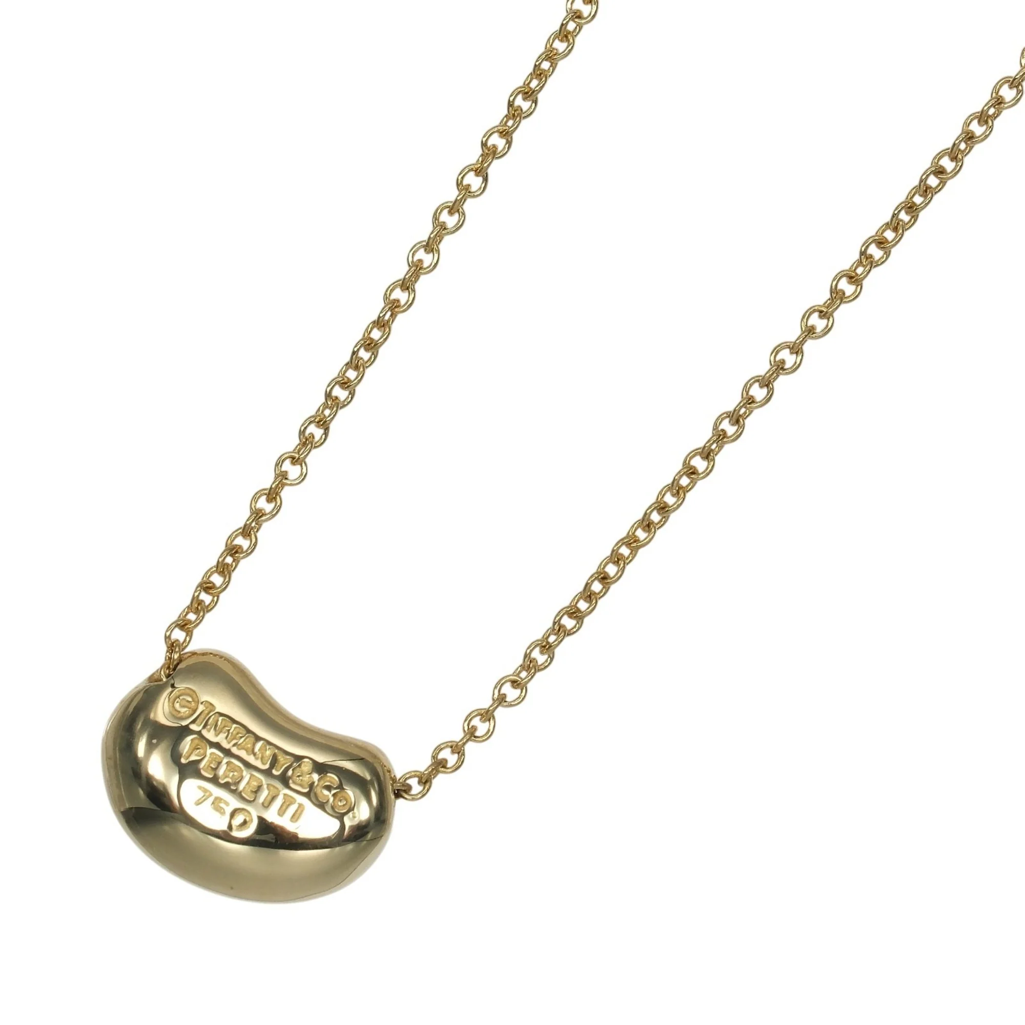 Bean Pendant Necklace 18K Yellow Gold 7.5mm - Image 3