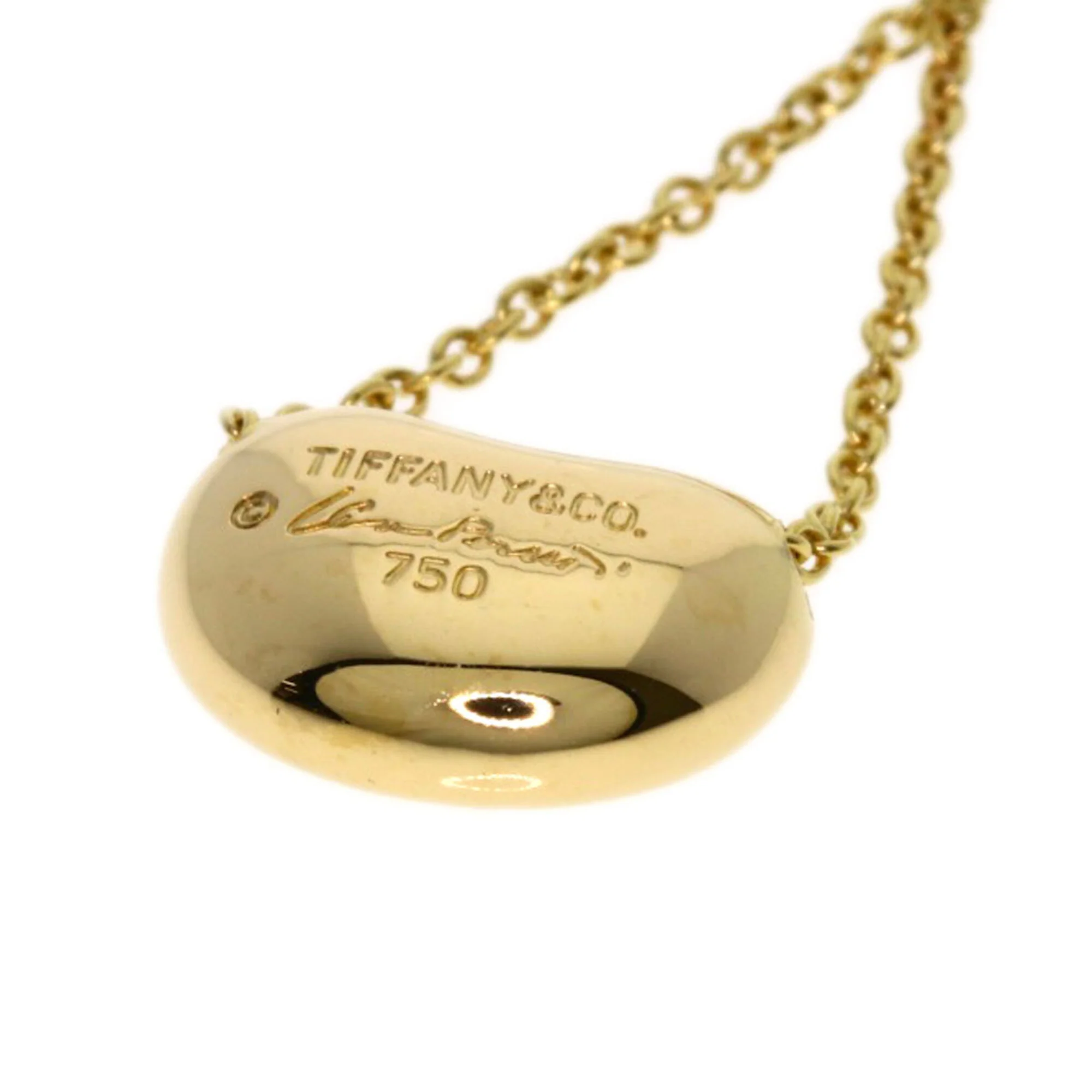 Bean Pendant Necklace 18K Yellow Gold 7.7mm - Image 5