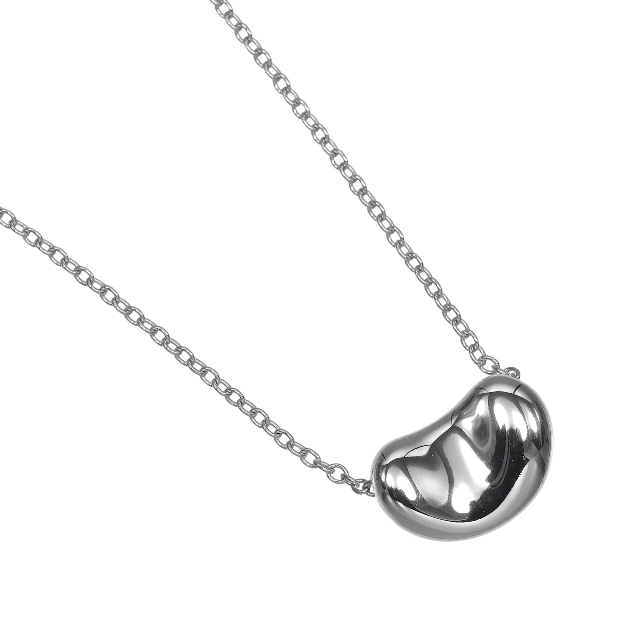 Bean Pendant Necklace Platinum 7.6mm