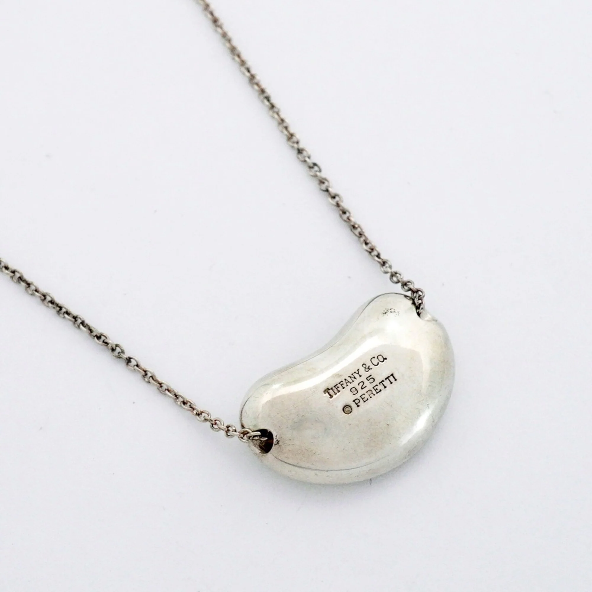 Bean Pendant Necklace Sterling Silver 12mm - Image 2