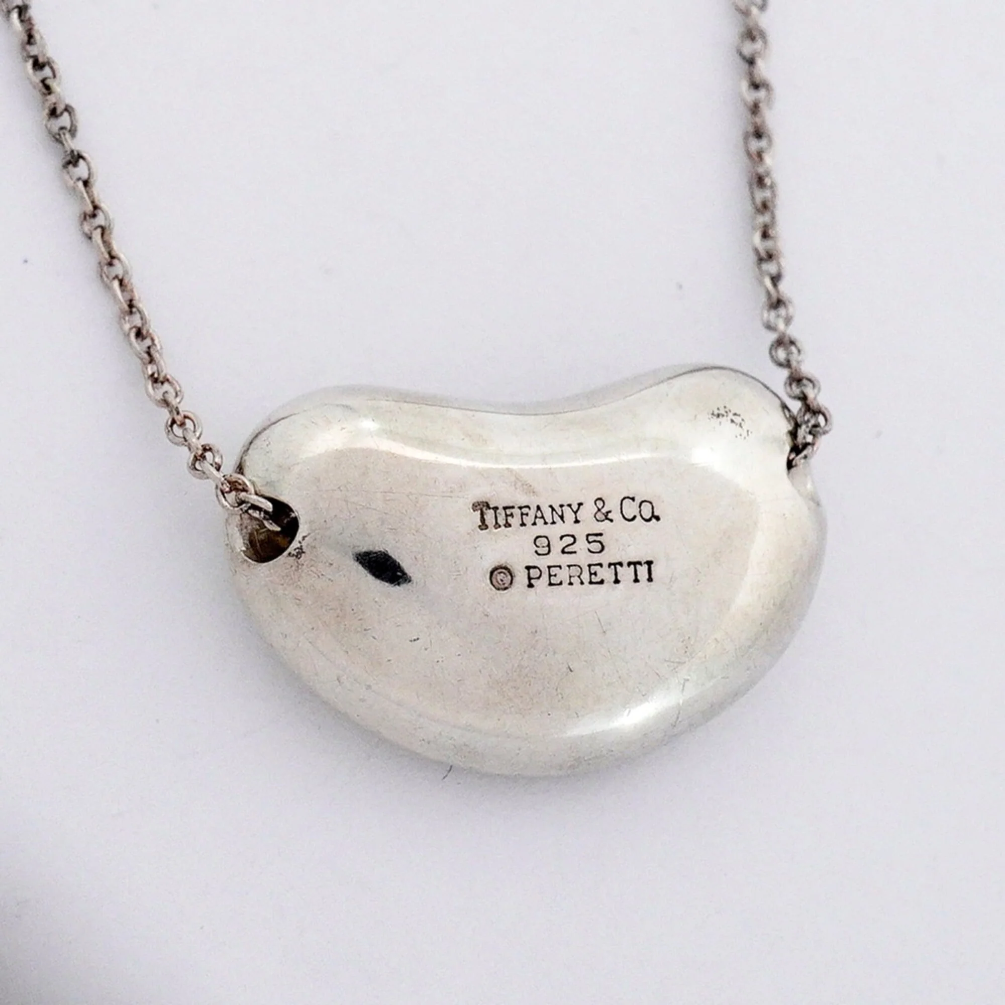 Bean Pendant Necklace Sterling Silver 12mm - Image 6