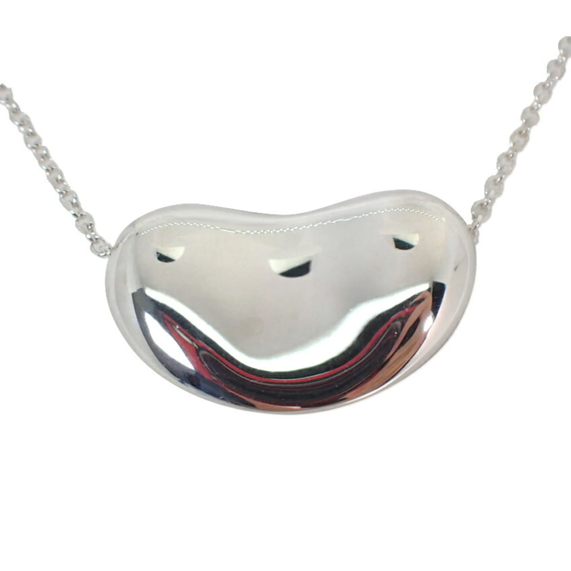 Bean Pendant Necklace Sterling Silver 12mm - Image 2