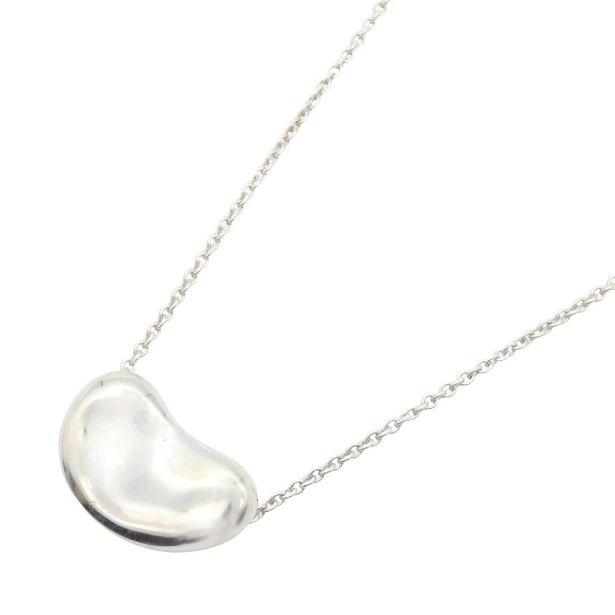 Bean Pendant Necklace Sterling Silver 13mm