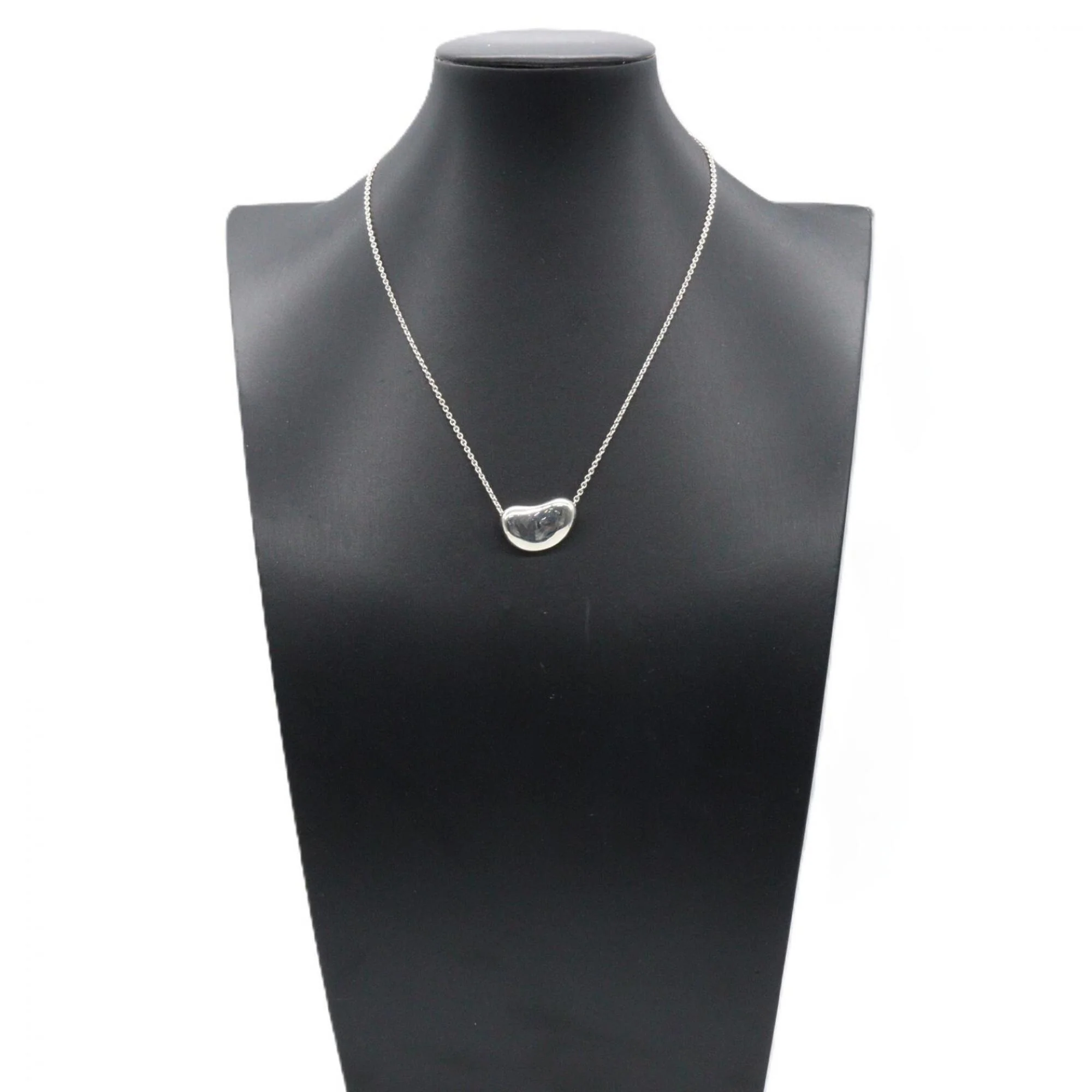 Bean Pendant Necklace Sterling Silver 13mm - Image 5