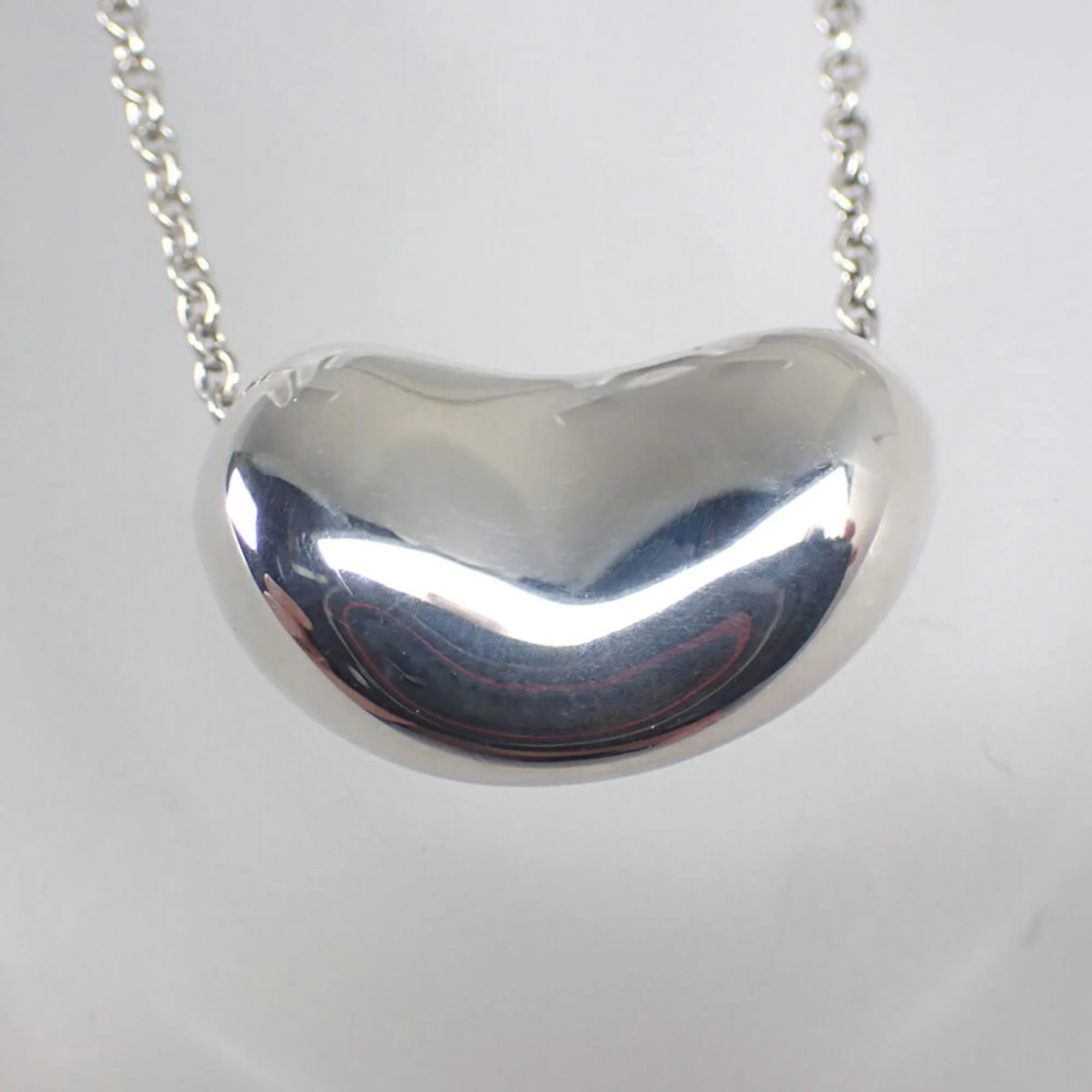 Bean Pendant Necklace Sterling Silver 13mm - Image 8