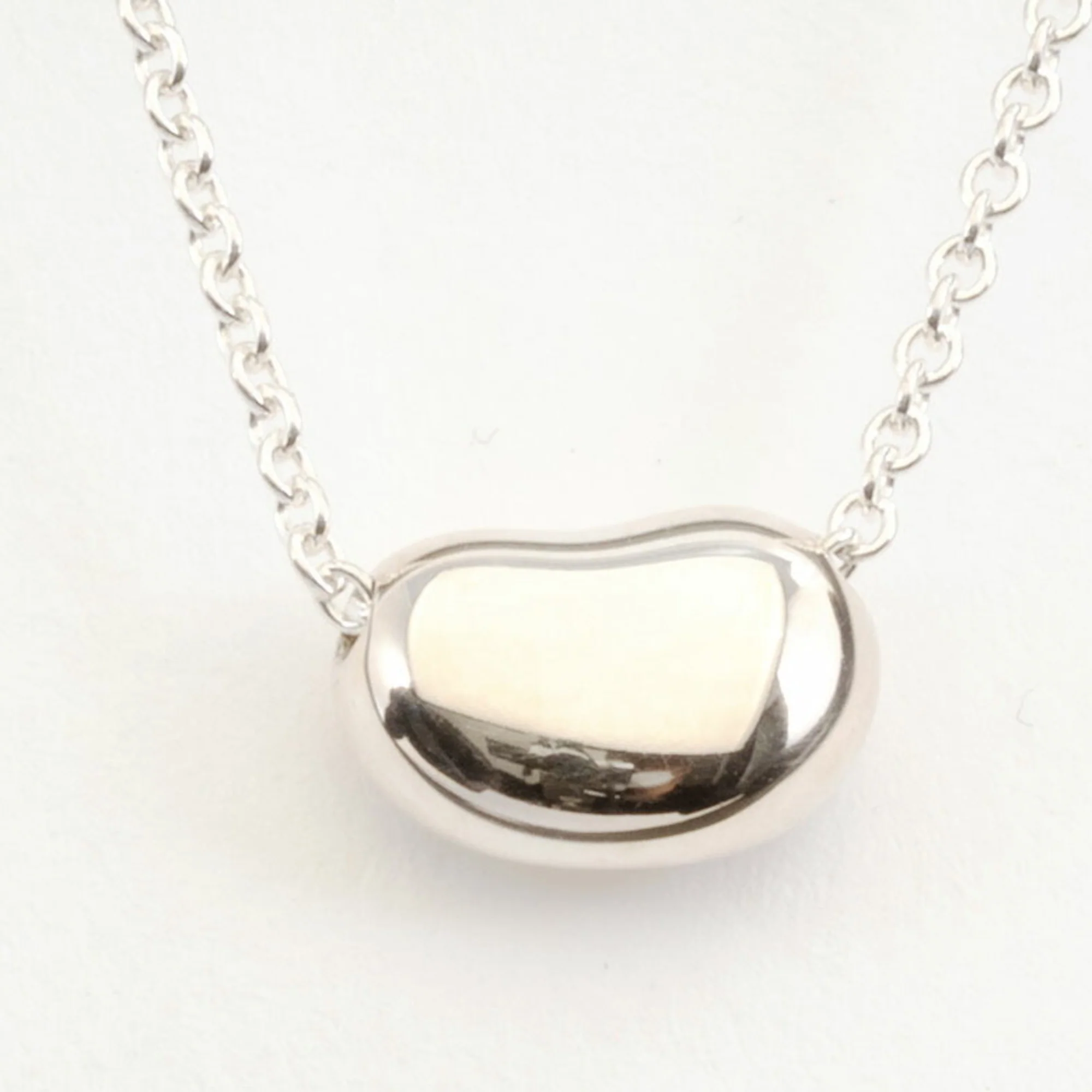 Bean Pendant Necklace Sterling Silver 6mm - Image 4