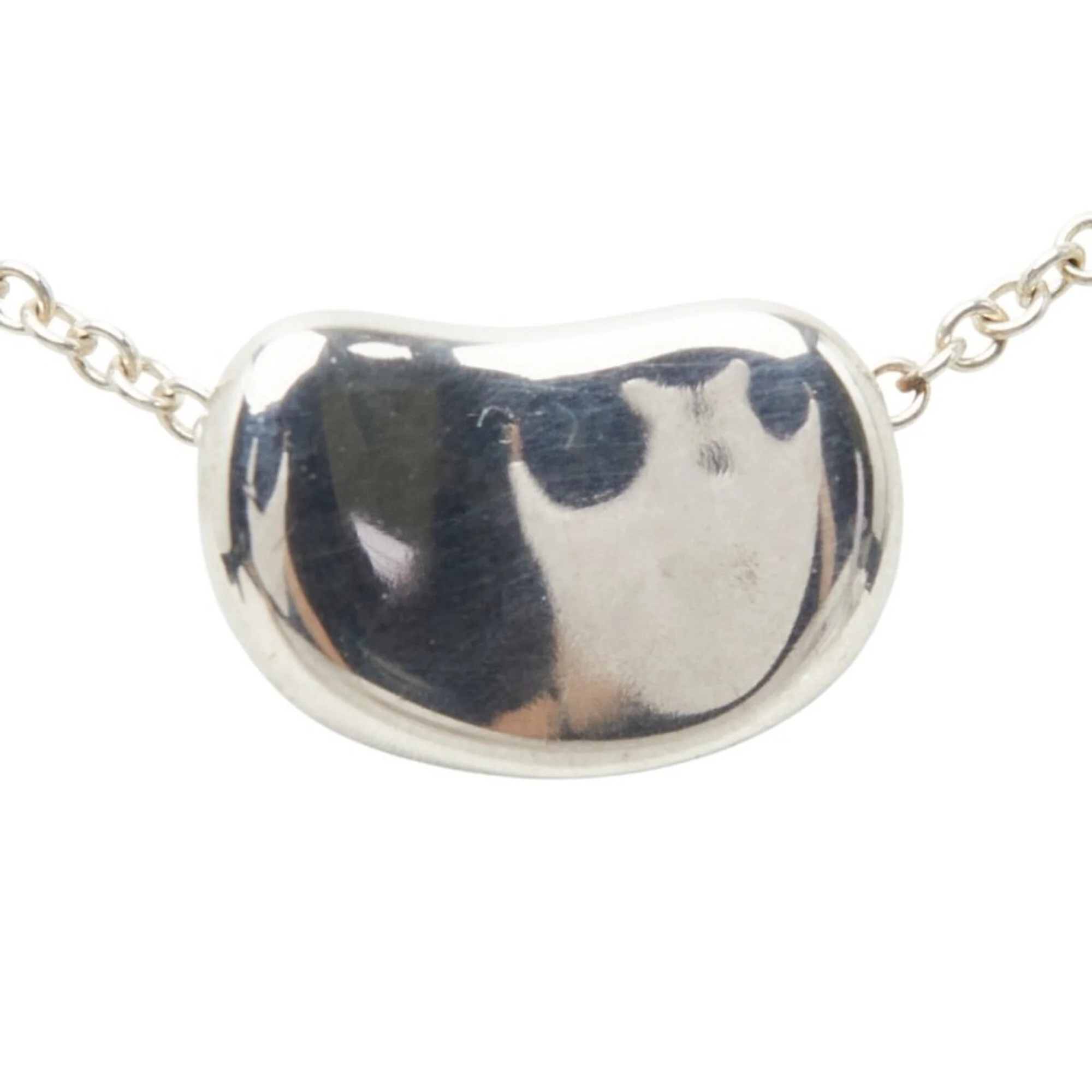 Bean Pendant Necklace Sterling Silver 7.5mm - Image 2