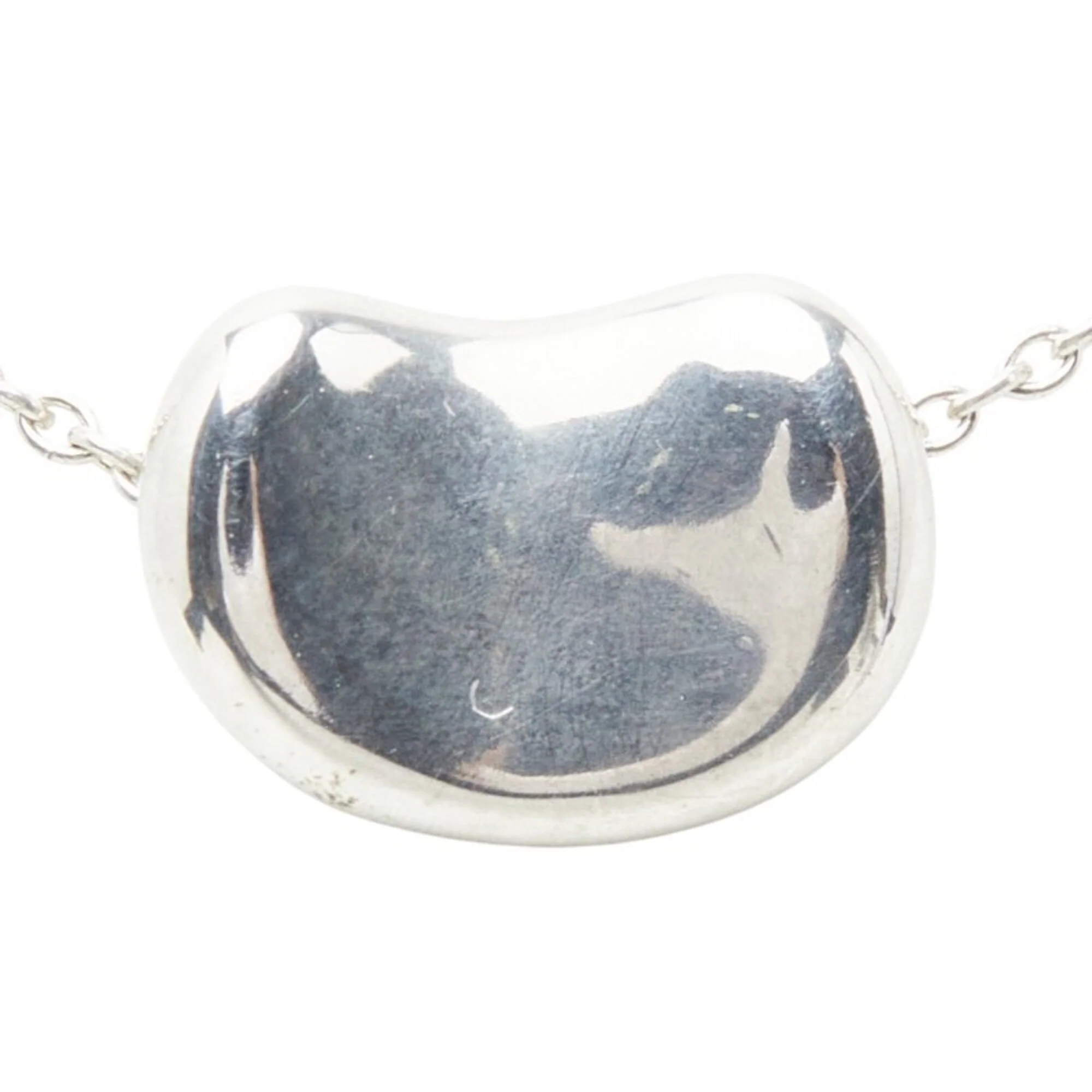 Bean Pendant Necklace Sterling Silver 8mm - Image 2