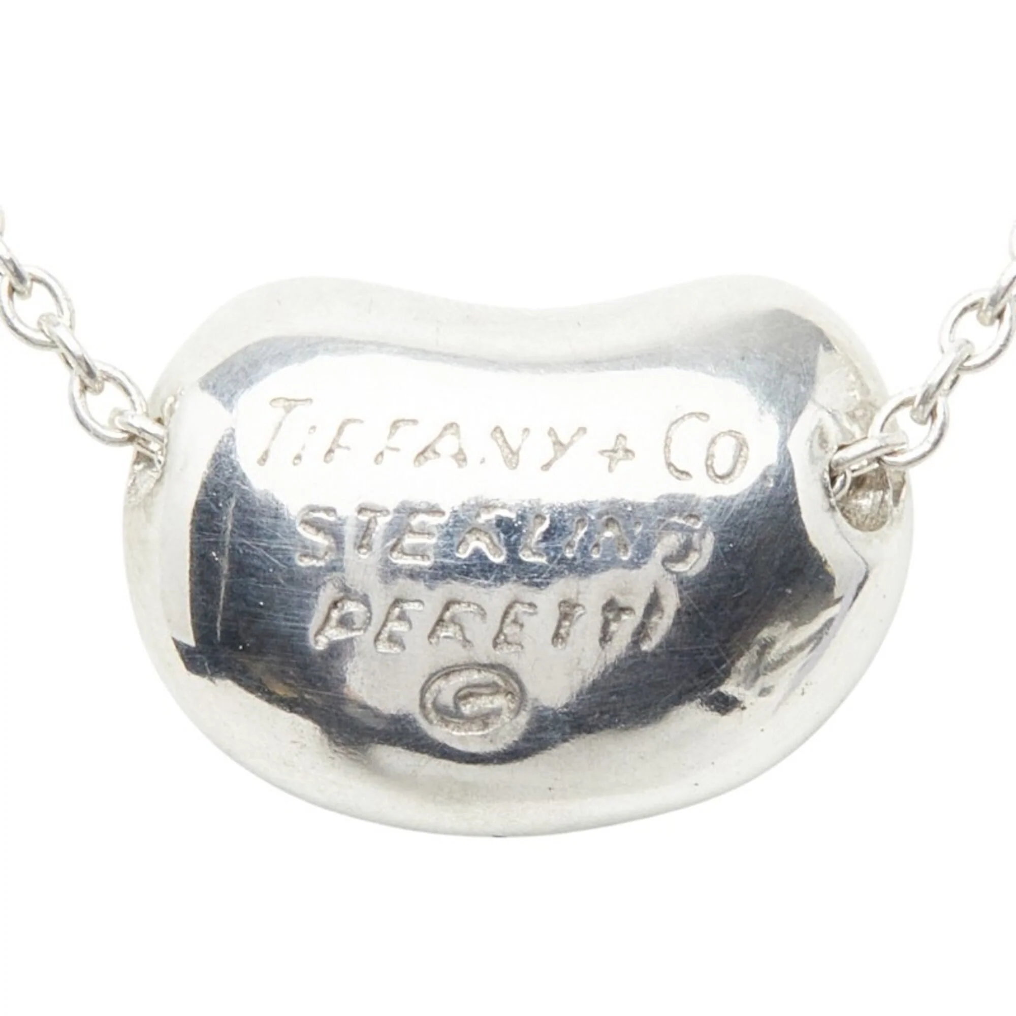 Bean Pendant Necklace Sterling Silver 8mm - Image 3