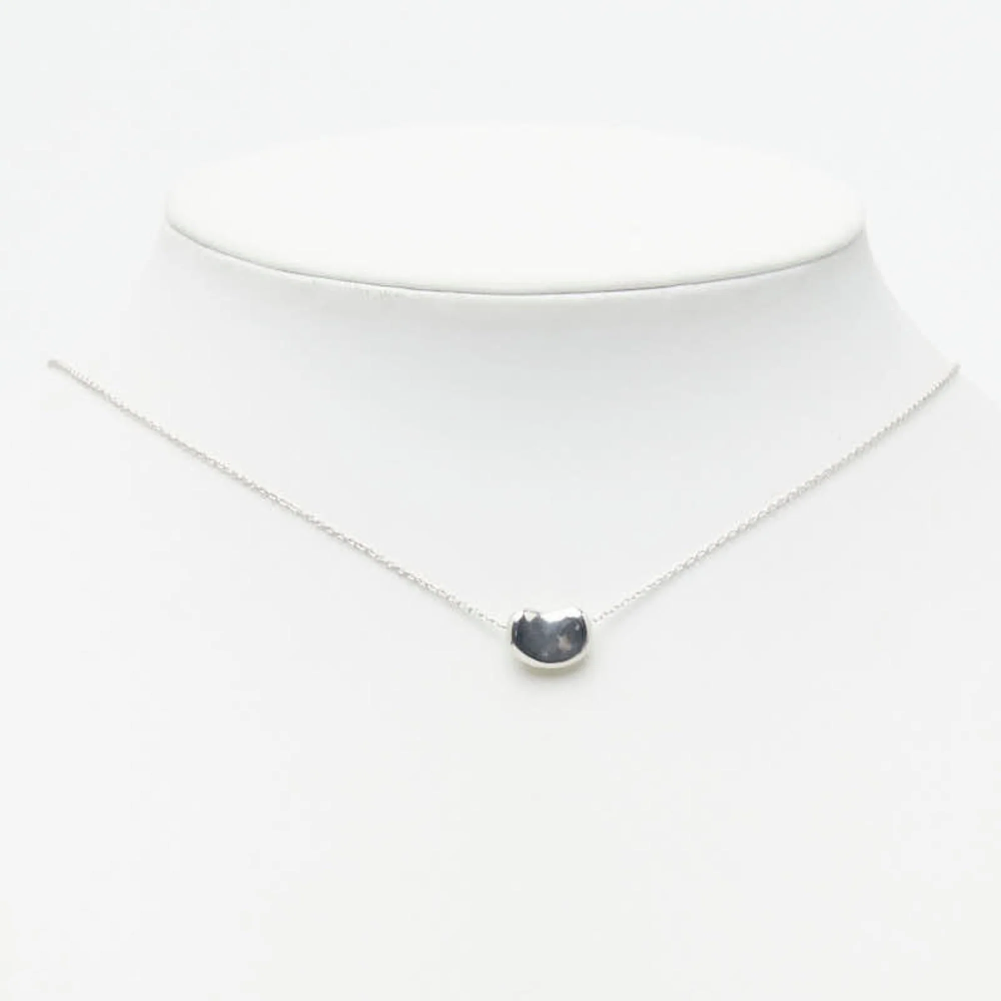 Bean Pendant Necklace Sterling Silver 8mm - Image 7