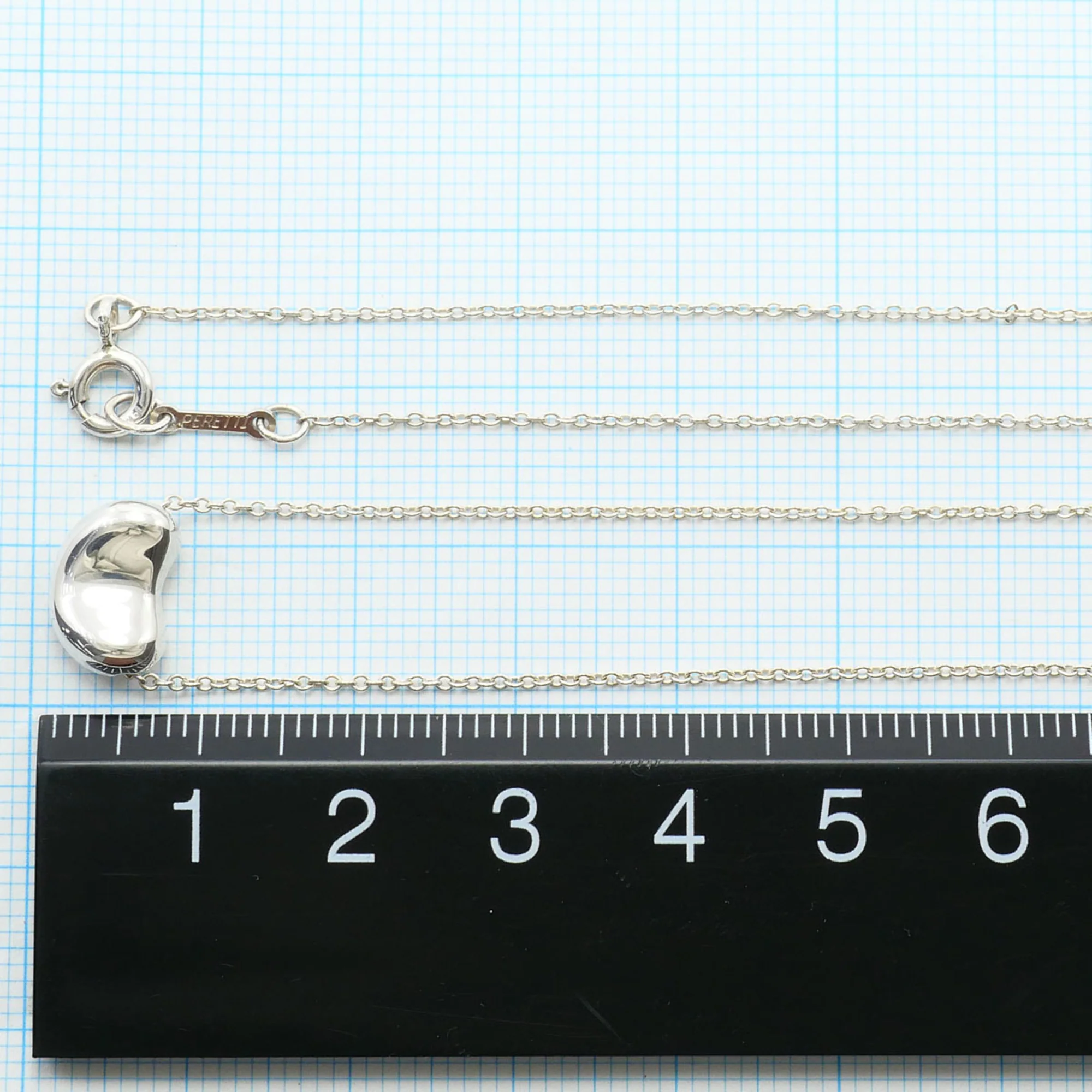 Bean Pendant Necklace Sterling Silver 8mm - Image 5