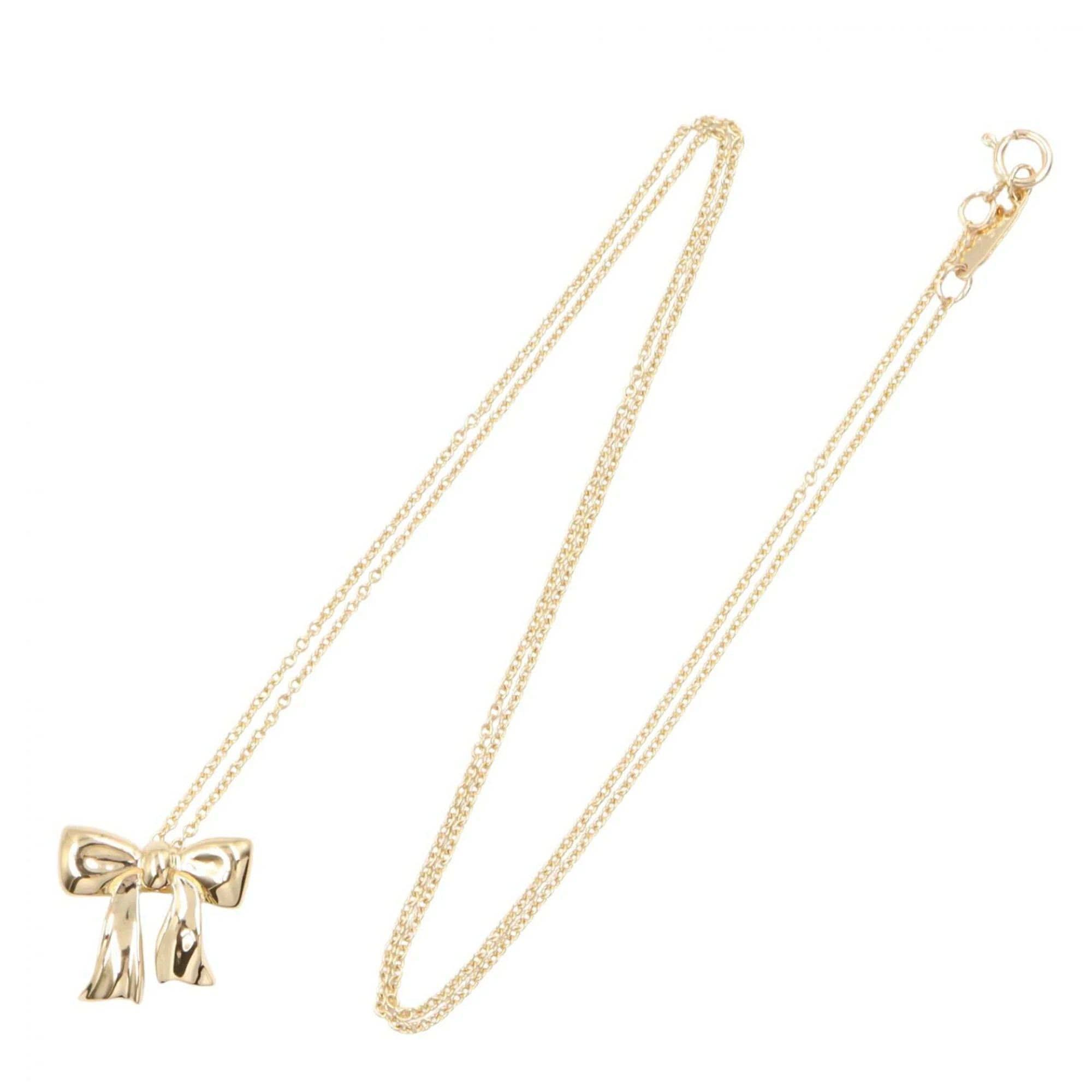 Blue Box Bow Pendant Necklace 18K Yellow Gold - Image 2